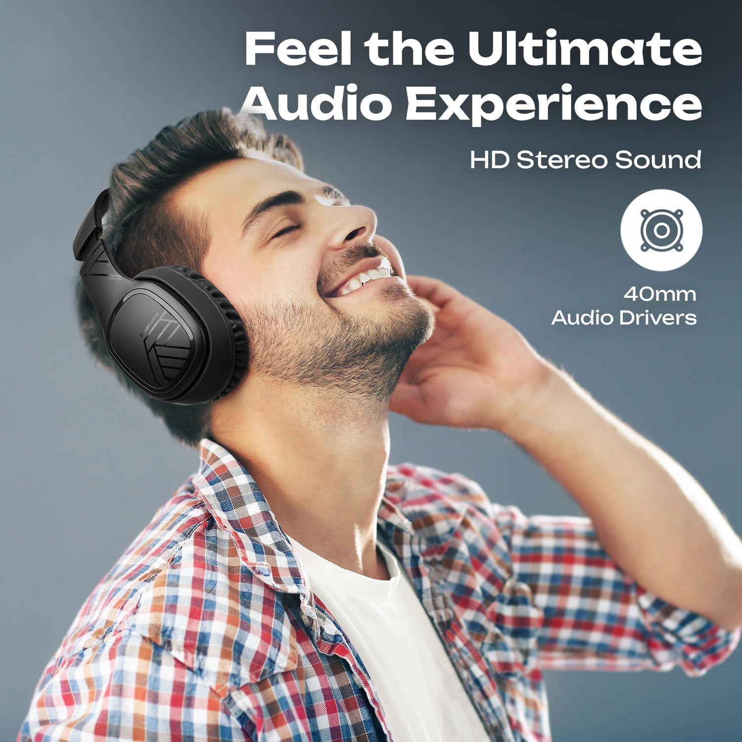 Detalle de PowerLocus Casque Bluetooth sans Fil – 60 Heures d’autonomie, micro, pliable et confort sur l’oreille