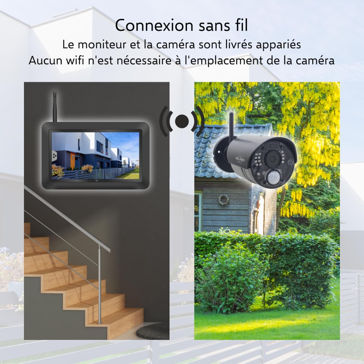 Detalle de ELRO CZ40RIPS Kit de caméra de Surveillance sans Fil Full HD 1080p avec écran 7" et Application