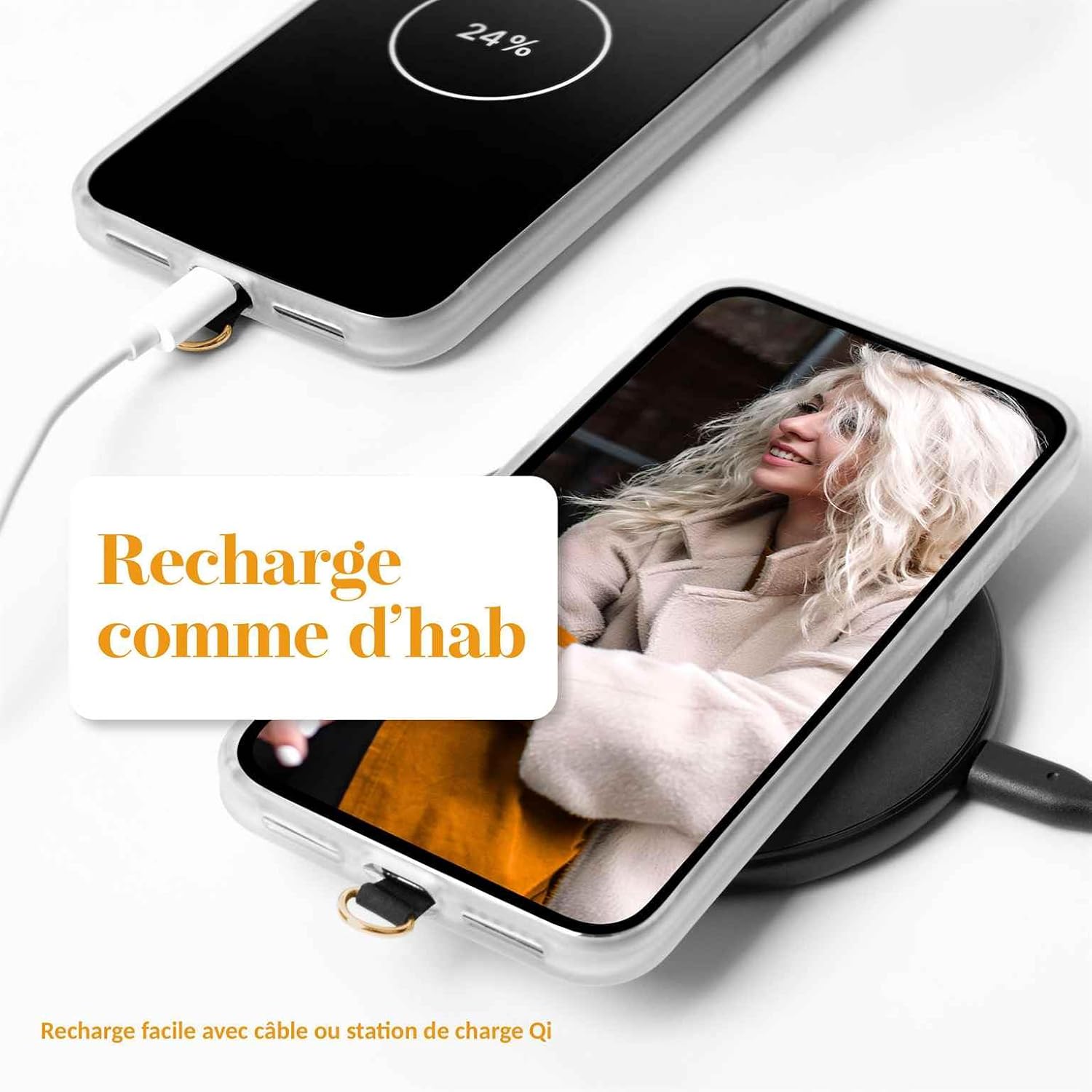 Detalle de moex Unleash: Cordon pour Xiaomi 14T Pro avec mousqueton amovible et coussinet pour coque
