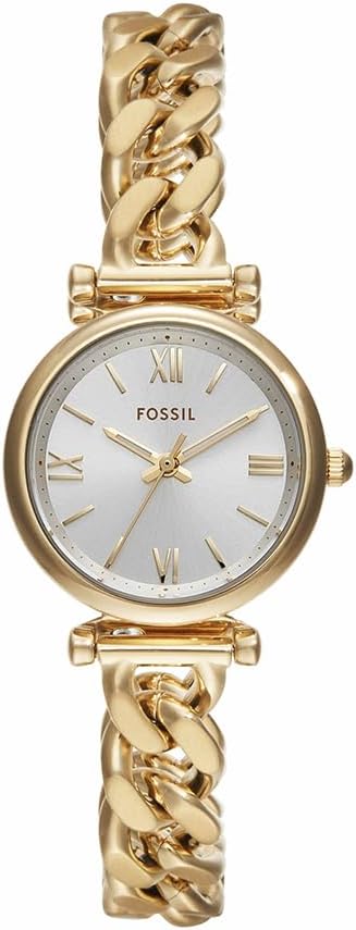 Detalle de FOSSIL Montre Carlie pour Femmes – Mouvement Quartz à 3 Aiguilles, Boîtier Or et Bracelet Acier Inoxydable