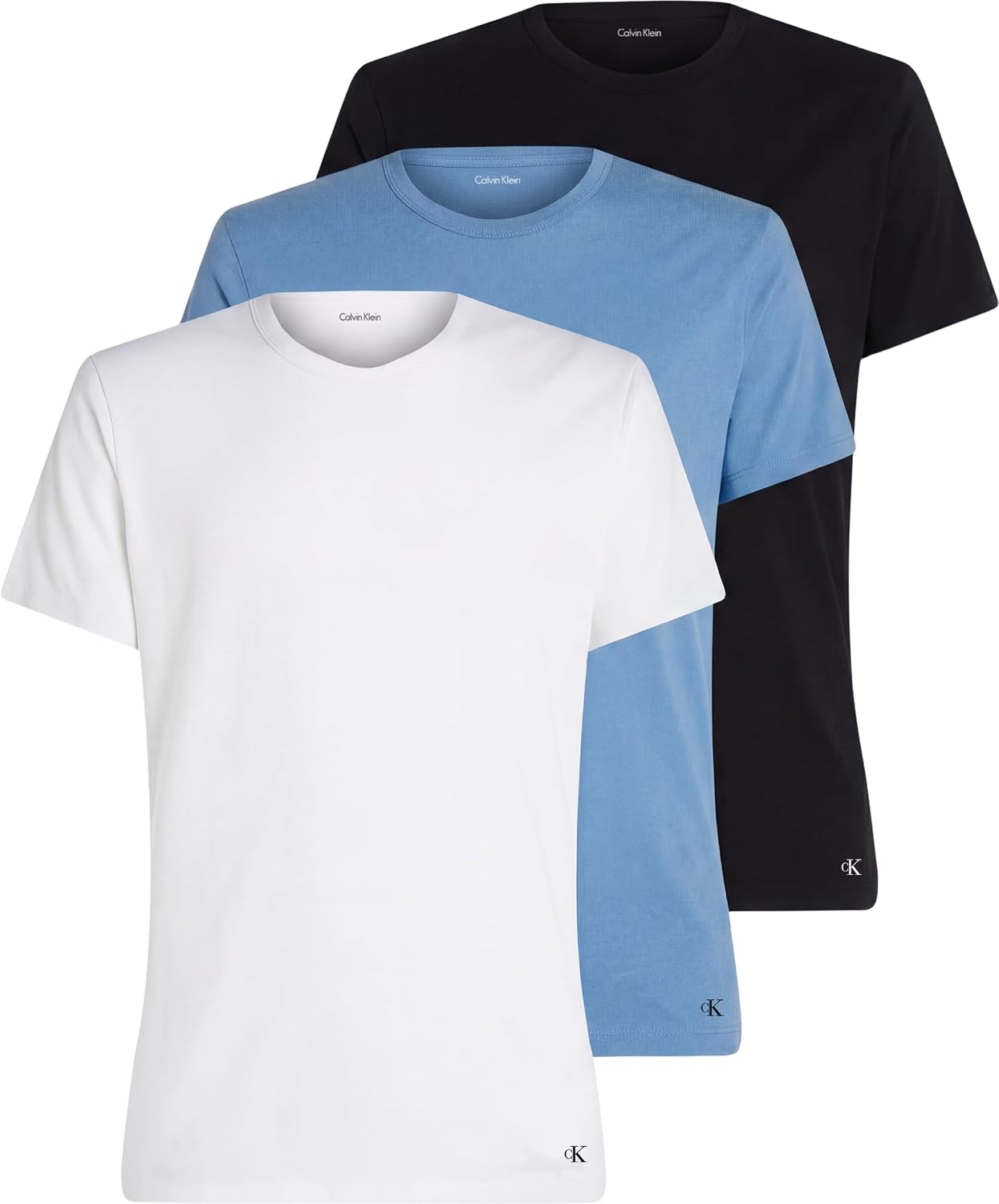 Detalle de Calvin Klein T-Shirt Manches Courtes Lot de 3 Homme – Coupe normale et logo discret