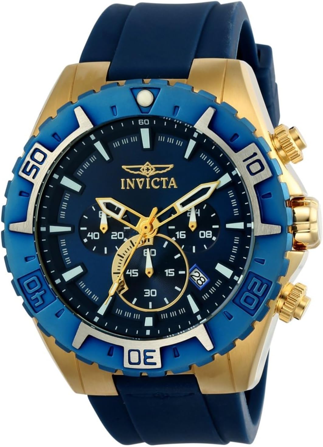 Detalle de Invicta Aviator Homme 49 mm - Montre quartz en acier inoxydable, cadran bleu