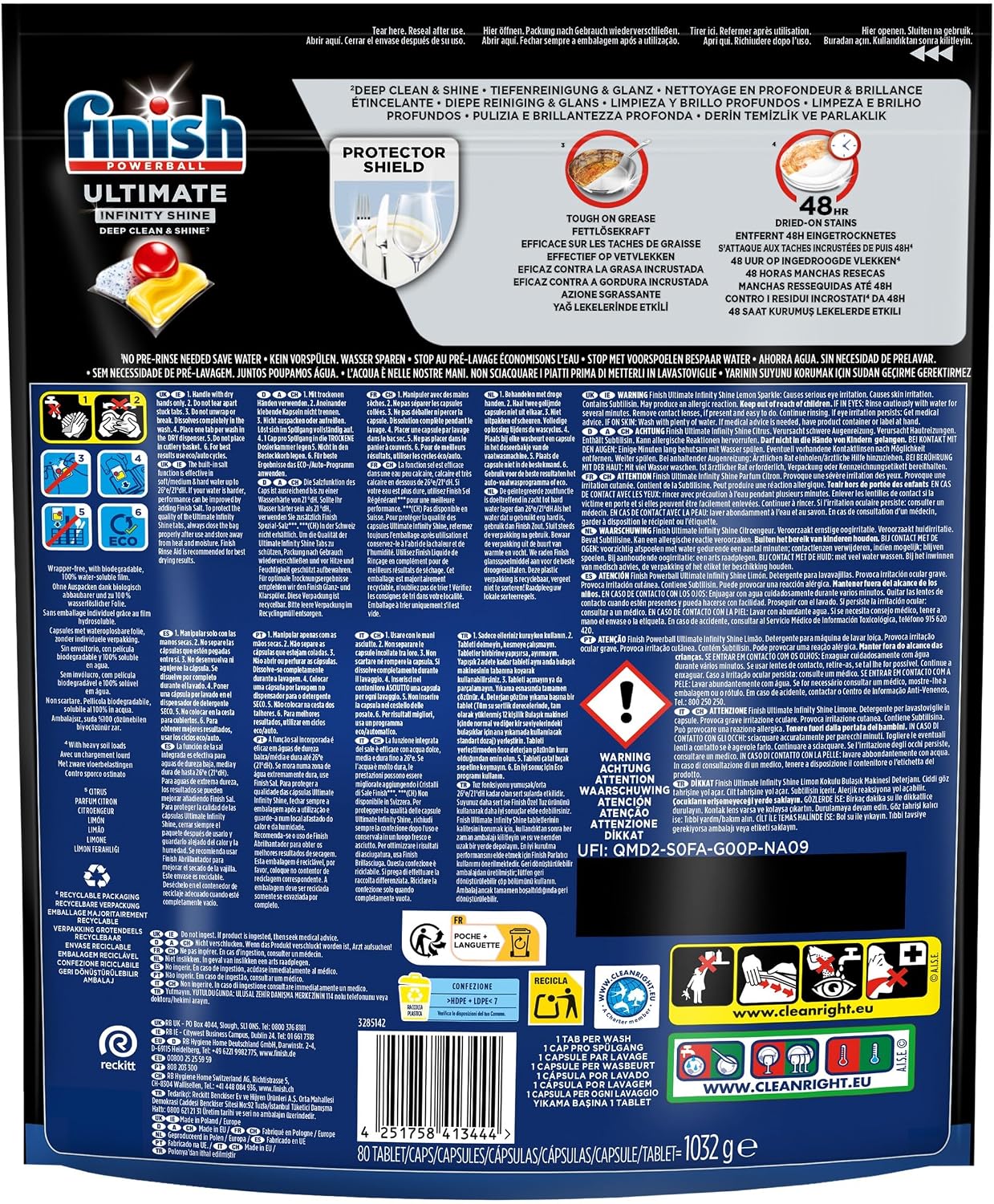 Detalle de Finish Ultimate Infinity Shine 160 capsules citron