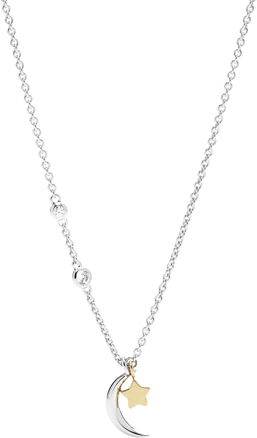 Detalle de Fossil Collier pour femme en argent sterling – CZ two tones (or et argent), longueur ajustable