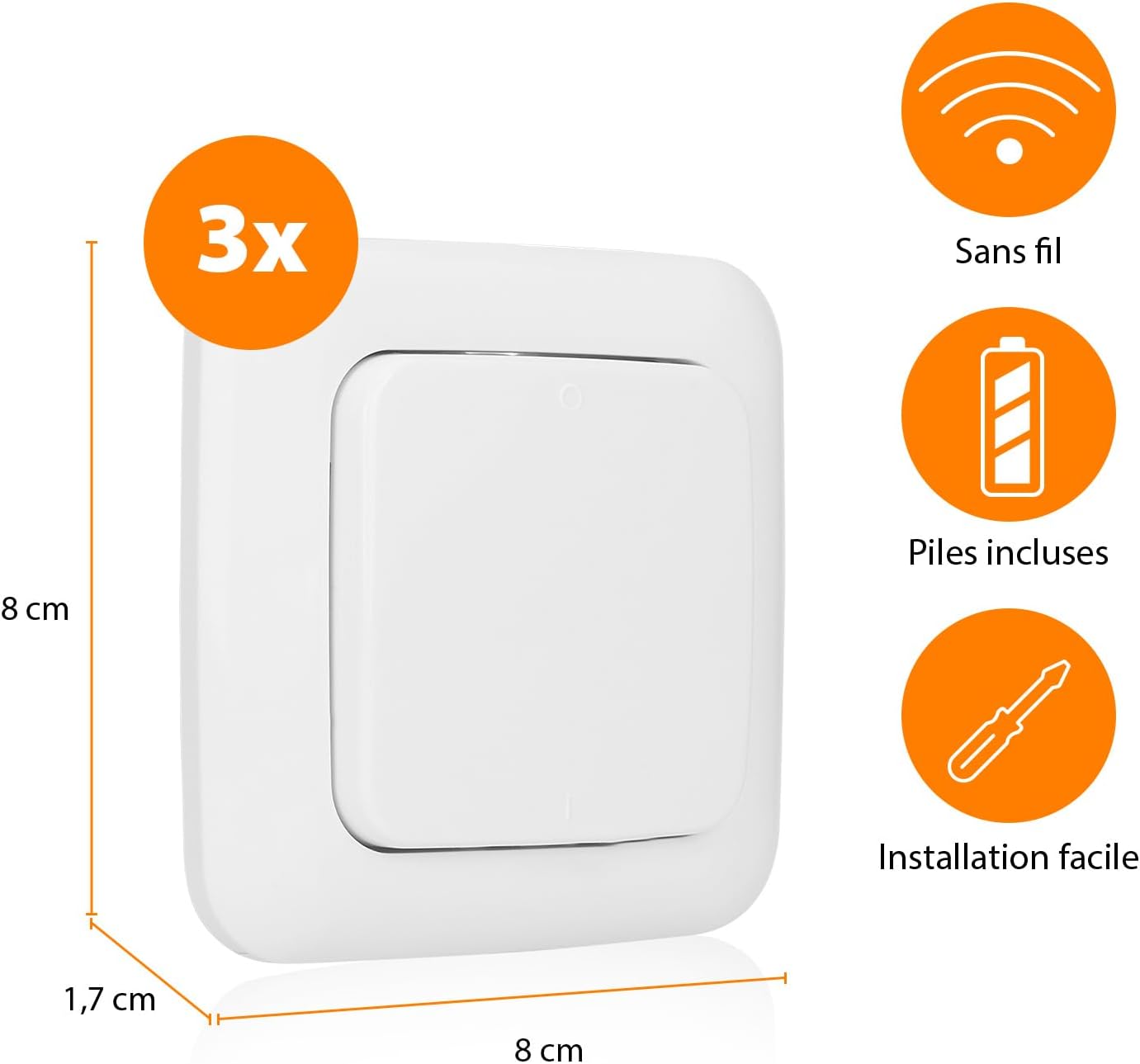 Detalle de Smartwares SH4-99567 Kit domotique Plug & Connect pour chambre : 3 interrupteurs sans fil + 1 module encastrable