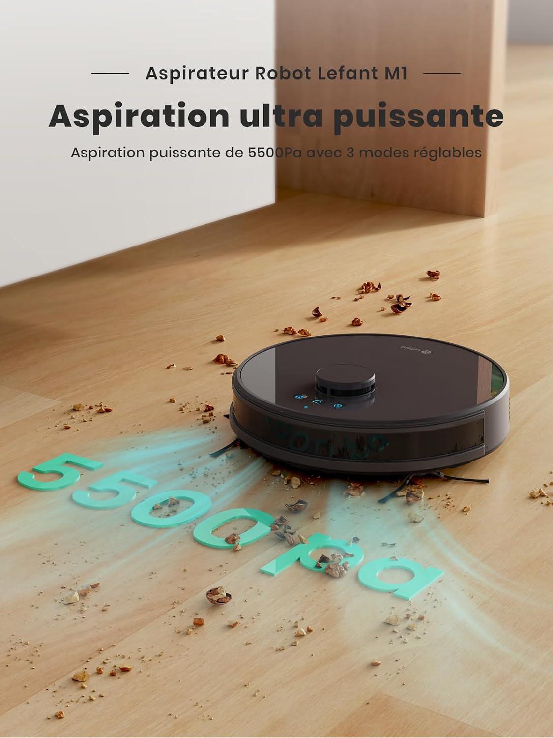 Detalle 2 de Lefant Robot Aspirateur 2 en 1, 5500Pa