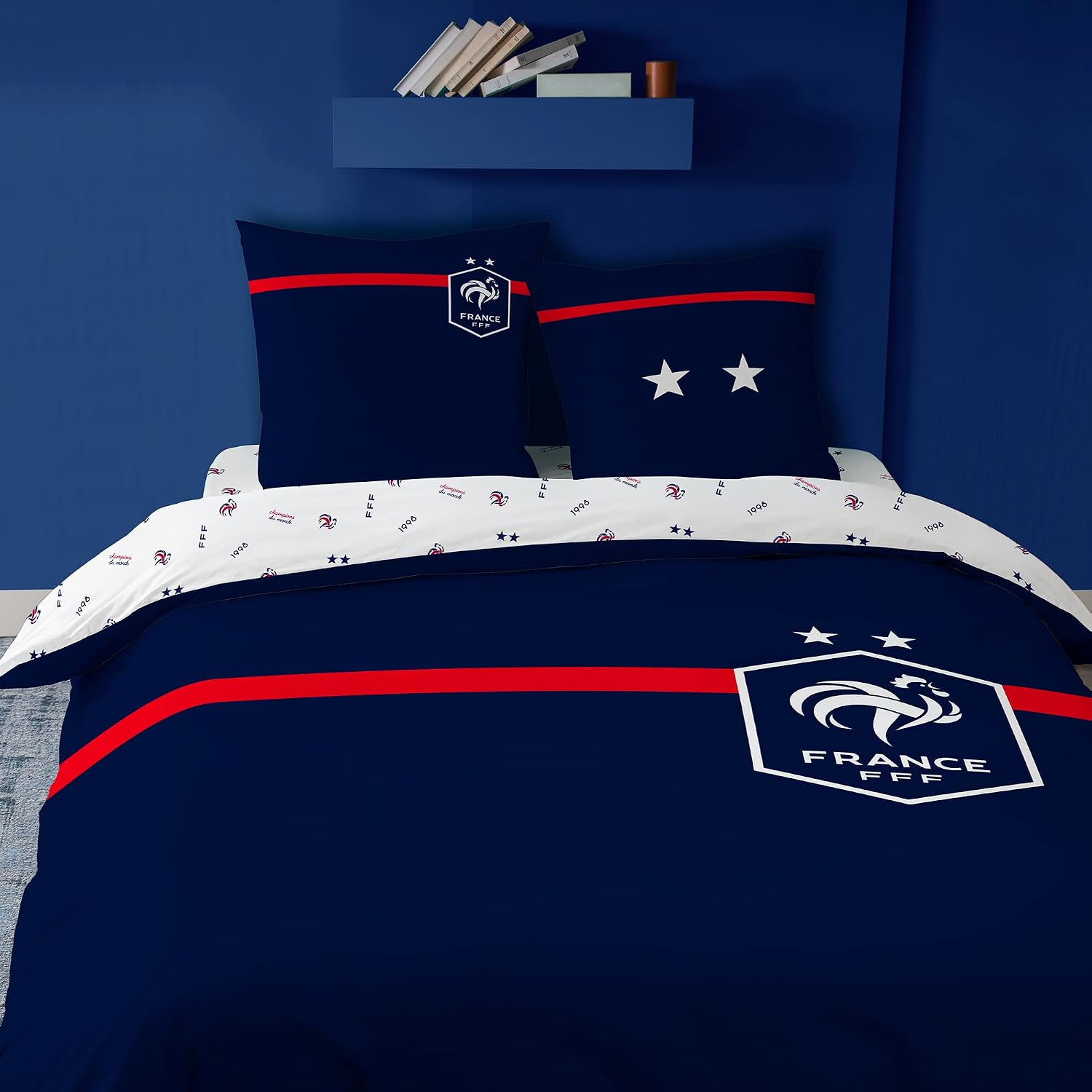 Detalle de Parure de lit imprimée CTI FFF Challenge en coton 240x220 cm + 2 taies 63x63 cm