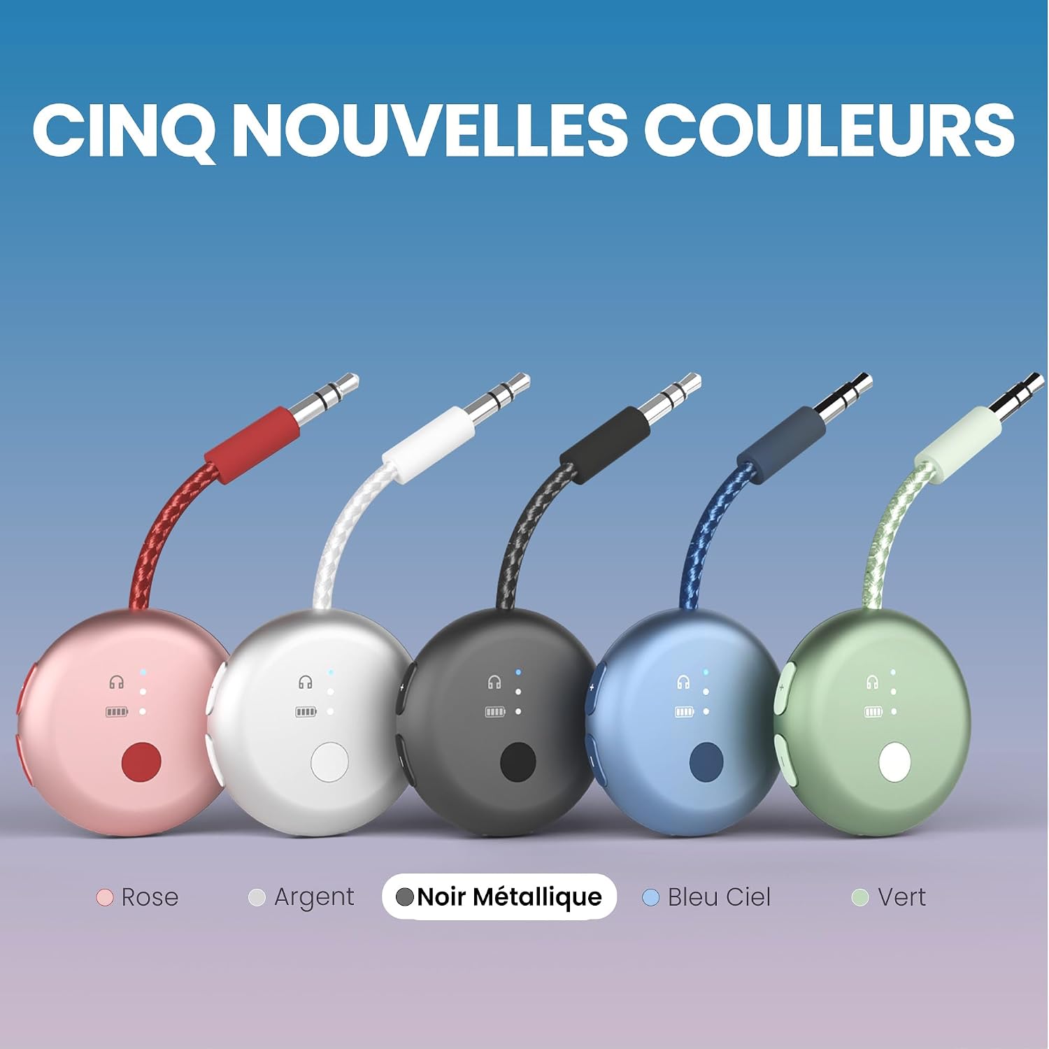 Detalle de Avantree SoundJet R1 – Transmetteur Bluetooth pour avion avec AirPods et écouteurs, aptX Adaptive, 25 h, USB-C – Noir métallisé