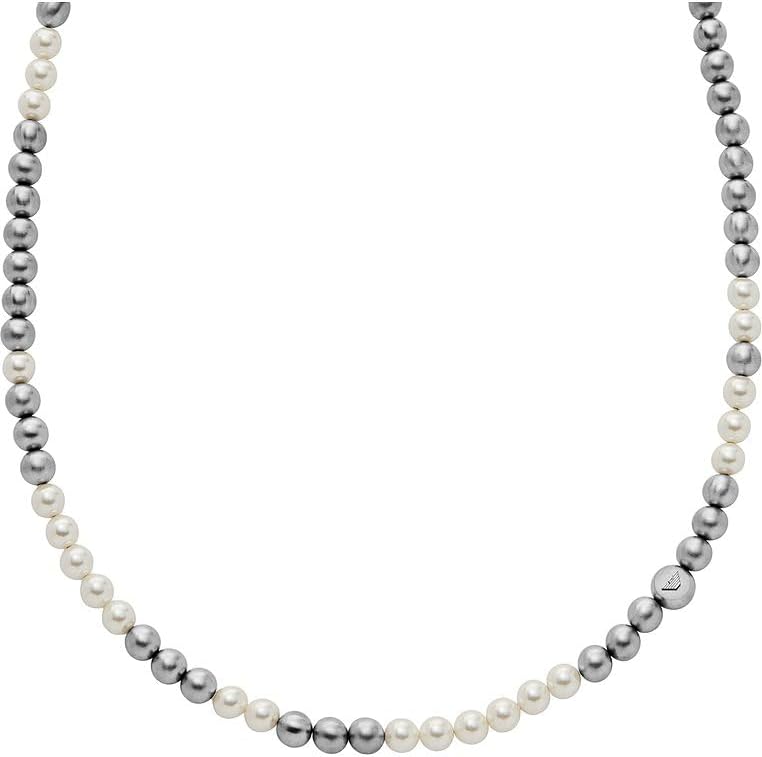 Detalle de Emporio Armani Collier pour homme en perles avec fermoir mousqueton, acier inoxydable