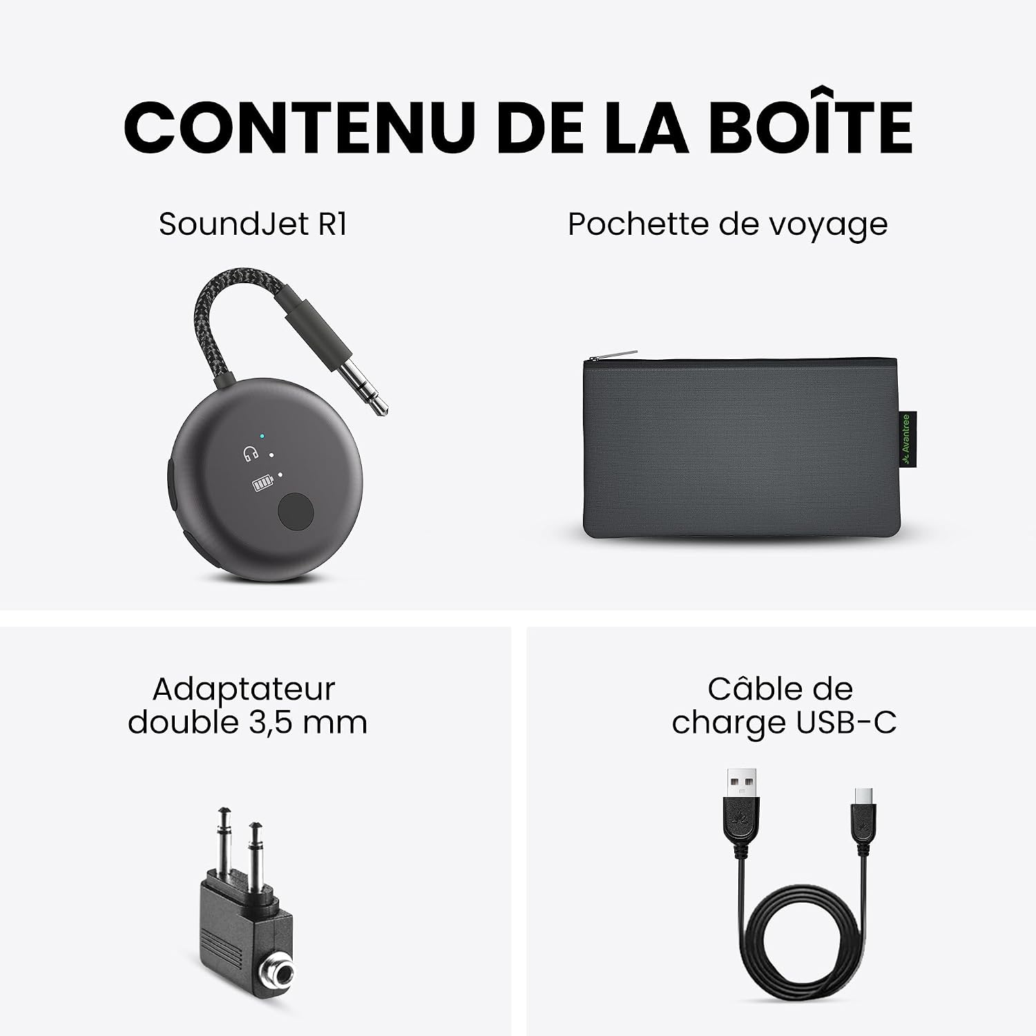 Thumbnail 6 de Avantree SoundJet R1 – Transmetteur Bluetooth pour avion avec AirPods et écouteurs, aptX Adaptive, 25 h, USB-C – Noir métallisé