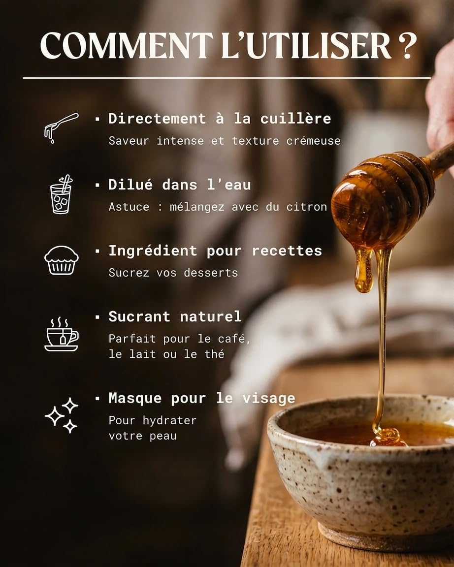 Detalle de NaturalePiù Miel de Manuka 500+ MGO (250 g) brut et bio de Nouvelle-Zélande