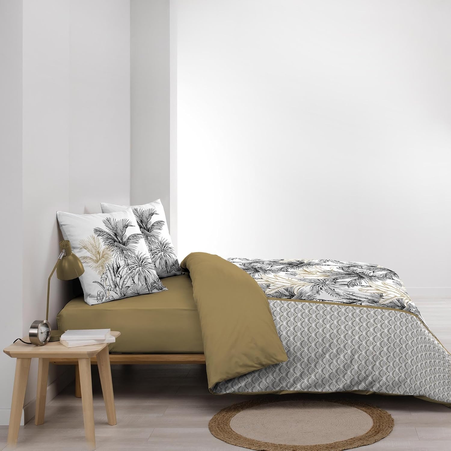 Detalle de Douceur d'Intérieur - Parure de Lit 3 Pièces Dakar Jaune 240 x 220 cm, Coton 100%