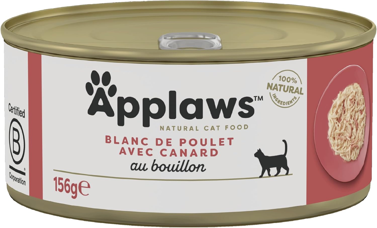 Detalle de Applaws 100% Nourriture humide pour chats adultes Natural Wet, Tasty Chicken with Duck — 24 boîtes de 156 g