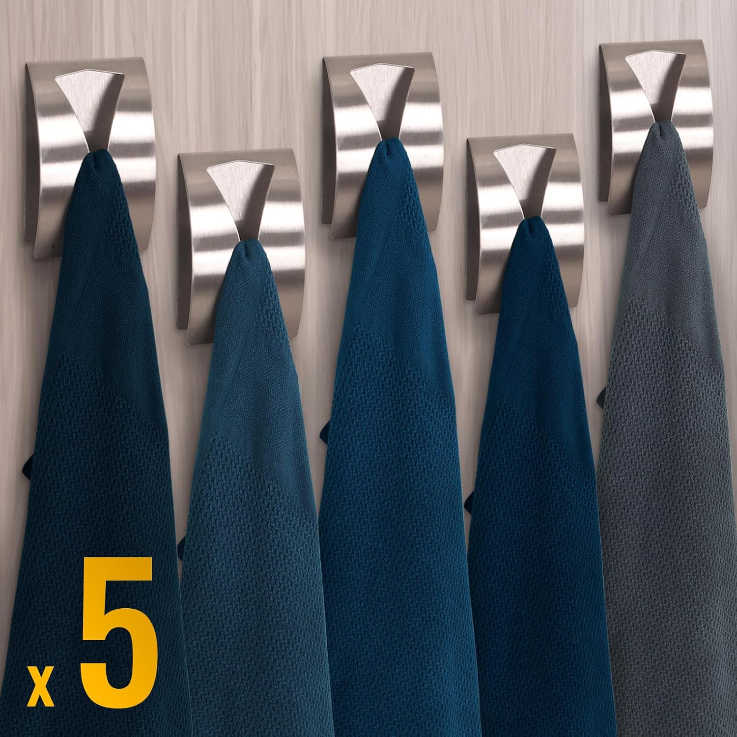 Detalle de RICOO Crochet Adhésif Mural en acier inoxydable (lot de 5) MH017-5 : porte-serviettes sans perçage
