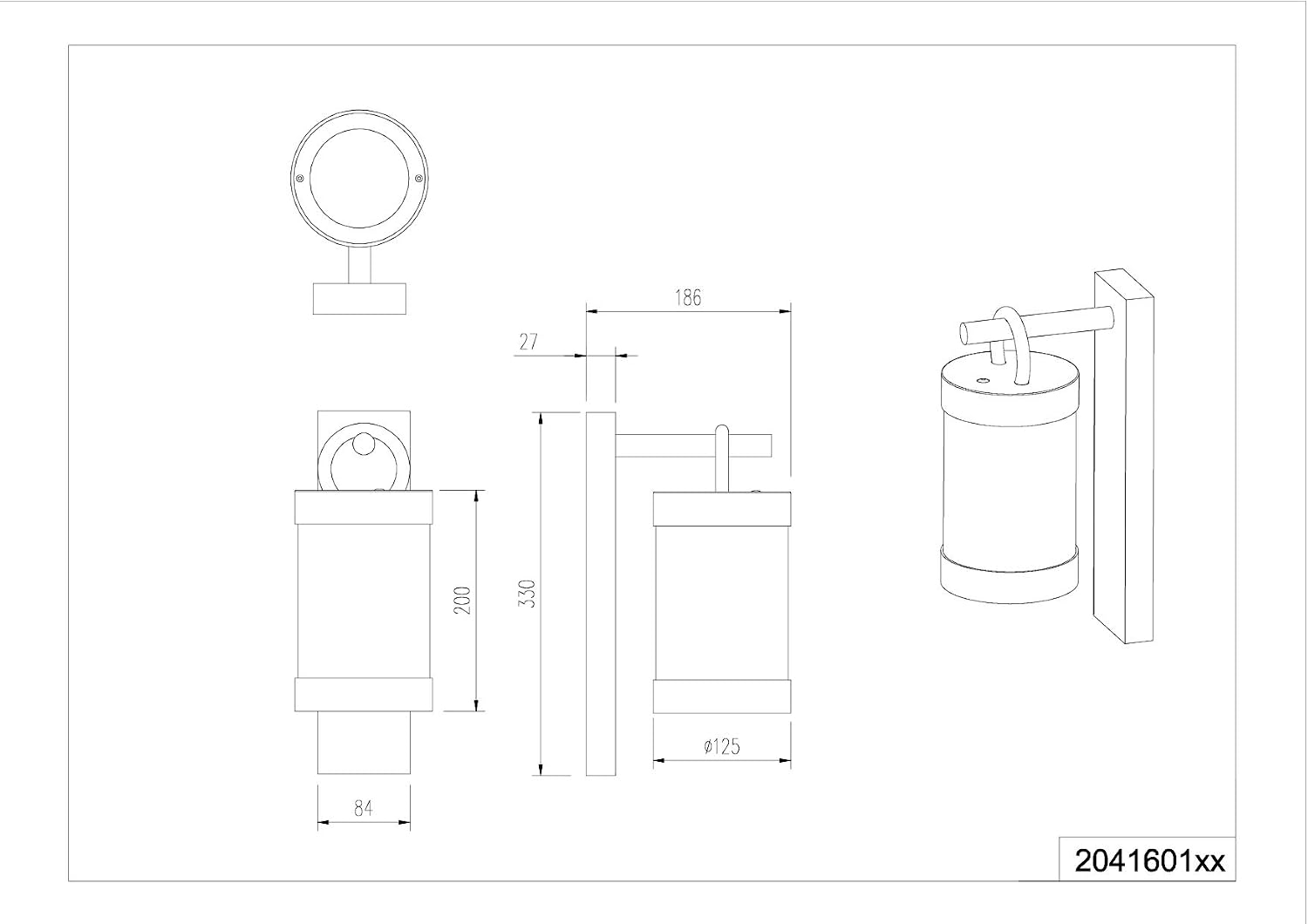 Detalle de TRIO Leuchten Sambesi 204160142 — Applique murale extérieure en aluminium moulé, noir mat