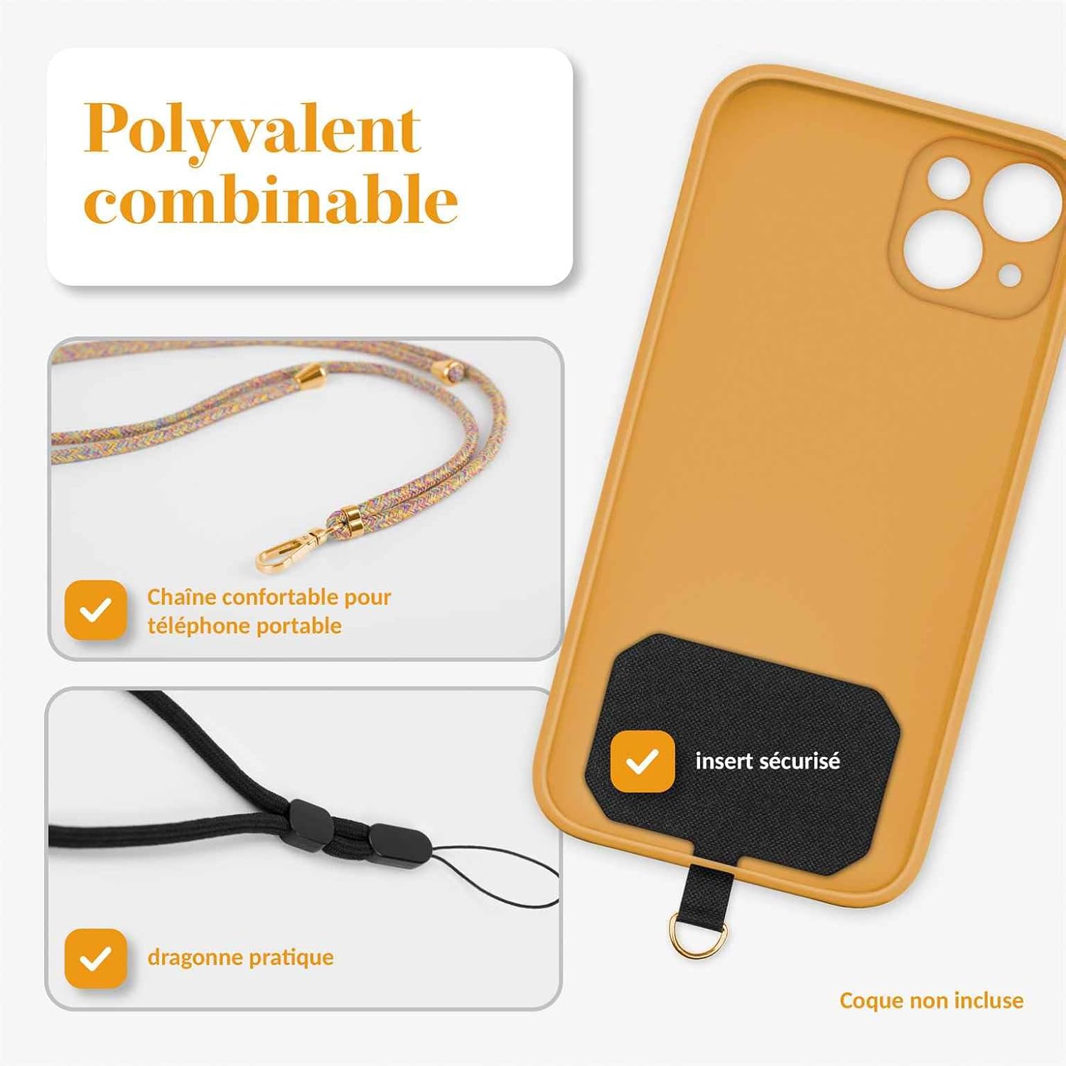 Detalle de moex Unleash: Cordon pour Xiaomi 14T Pro avec mousqueton amovible et coussinet pour coque