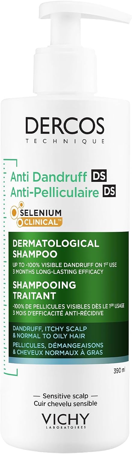Detalle de VICHY DERCOS Shampooing Anti-Pelliculaire DS – Cheveux Normaux à Gras, Microbiome et Sélénium DS