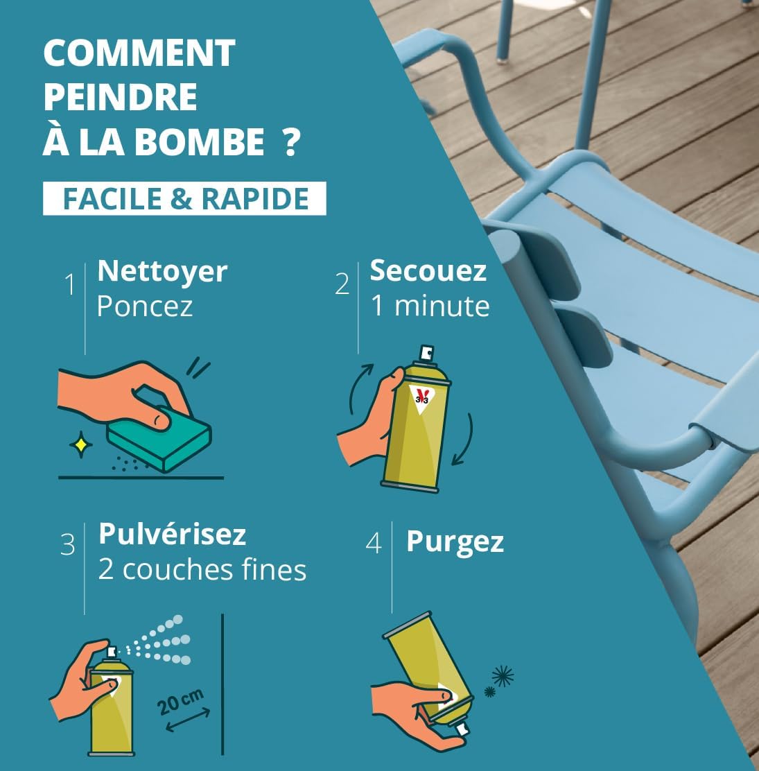 Detalle 2 de V33 Aérosol Extérieur Multi-matériaux 400ml – Gris Galet RAL 7045