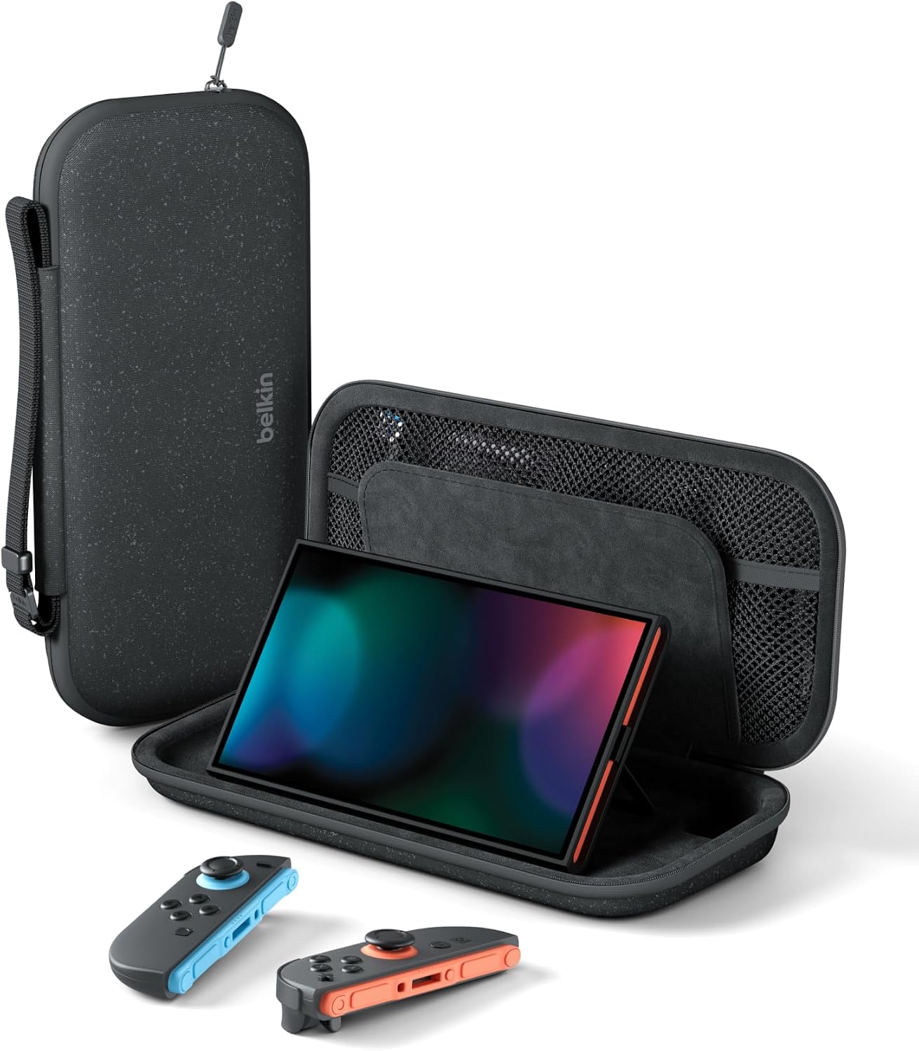 Detalle de Belkin Gaming Pochette pour Nintendo Switch 2 – Étui rigide léger avec compartiment AirTag et 12 emplacements pour cartes
