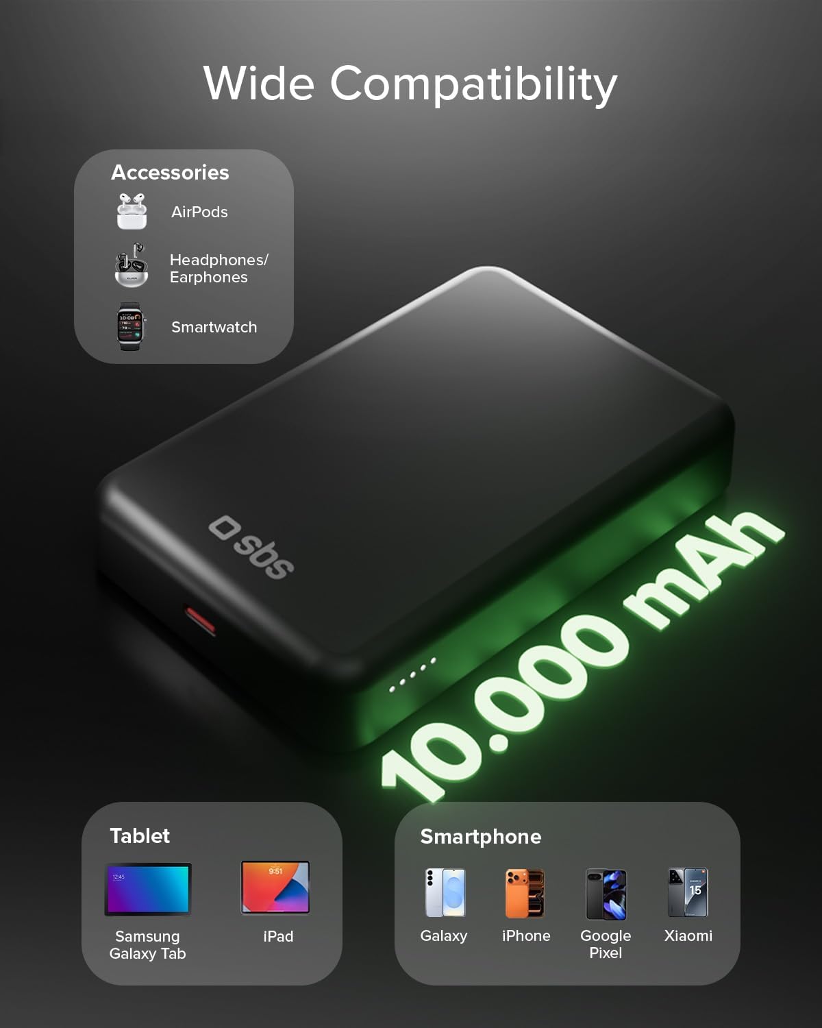 Detalle de SBS Qi2 Power Mag 10K Batterie externe Qi2