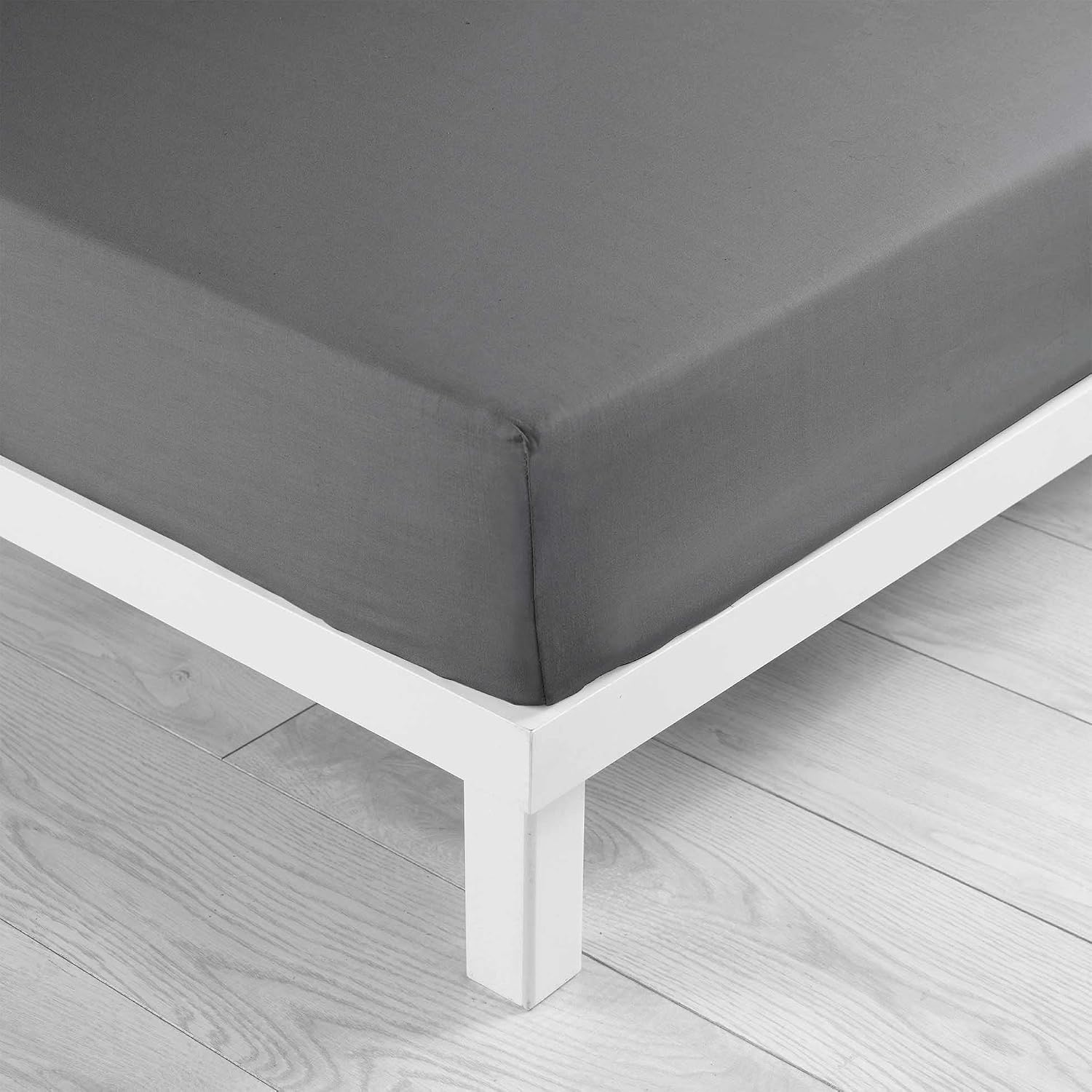 Detalle de Douceur d'intérieur, Drap Housse Lina Anthracite (160 x 200 cm) – 100% coton