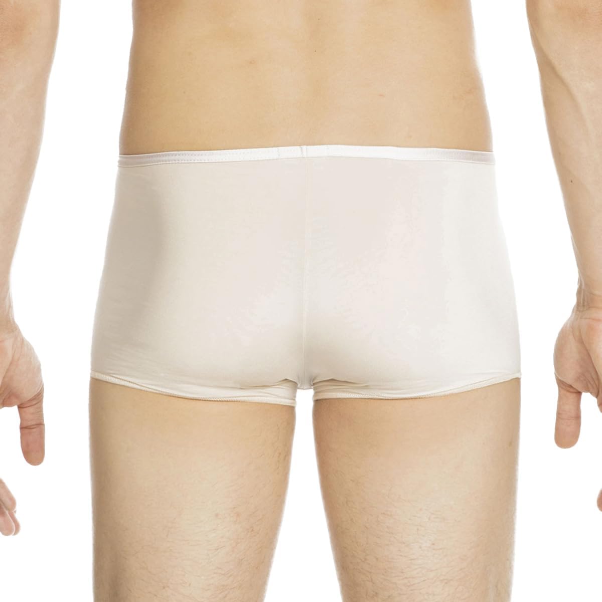 Detalle de Hom Shorty Plumes (Blanc) – Maillot de bain homme en microfibre légère et invisible
