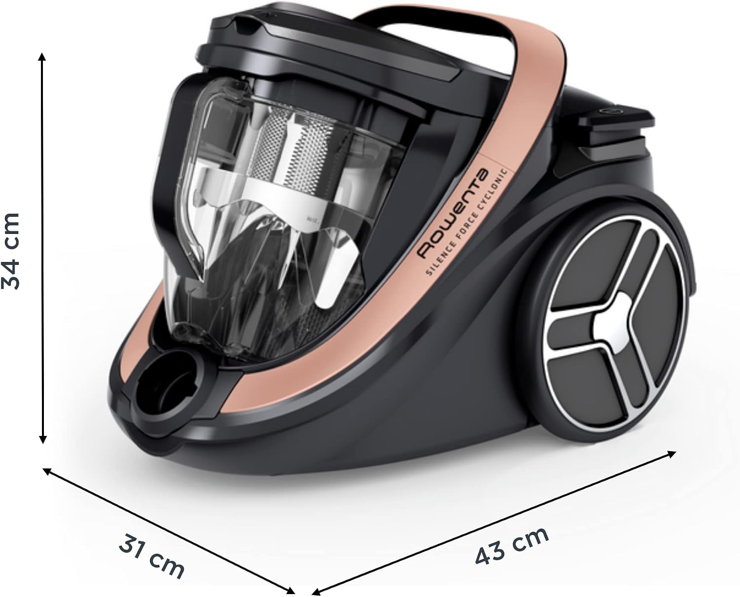 Detalle 2 de Rowenta Silence Force Cyclonic Effitech RO7954EA — aspirateur sans sac 500 W, 59 dB, noir/or rose