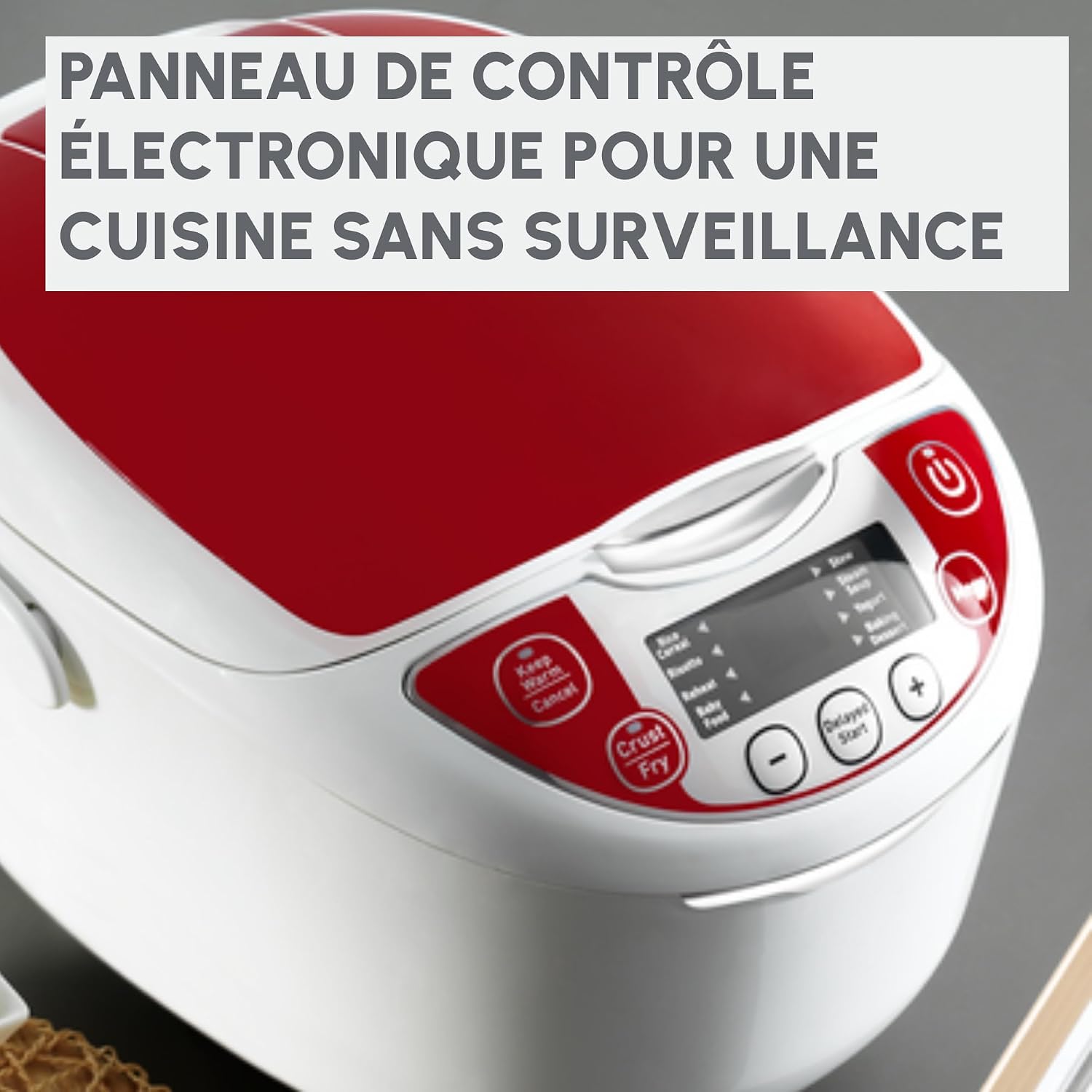 Detalle 2 de Moulinex Multicuiseur électrique MK7051F1 — 12 fonctions, rouge et blanc