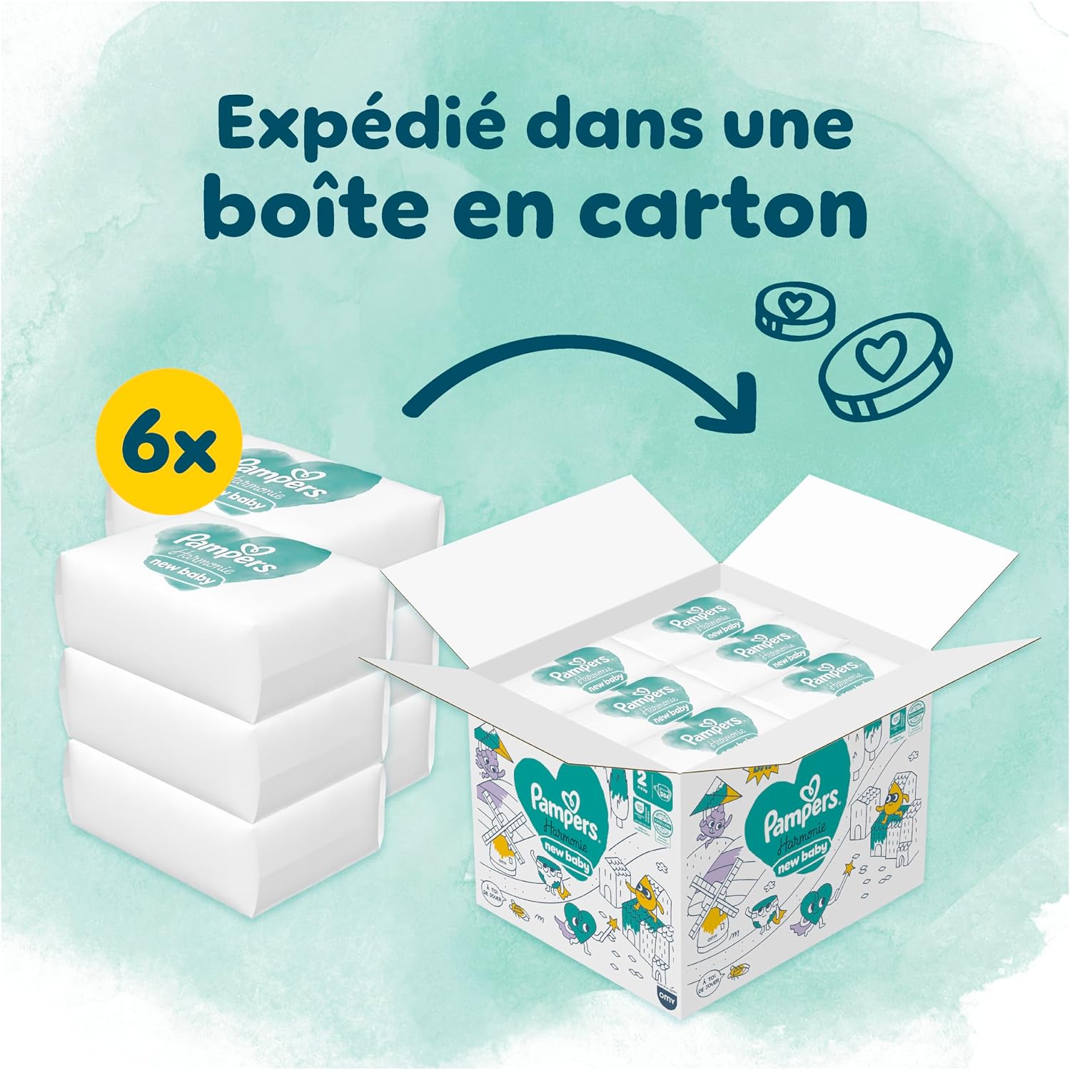 Detalle de Pampers Harmonie Couches Édition Limitée – Taille 2, 204 couches
