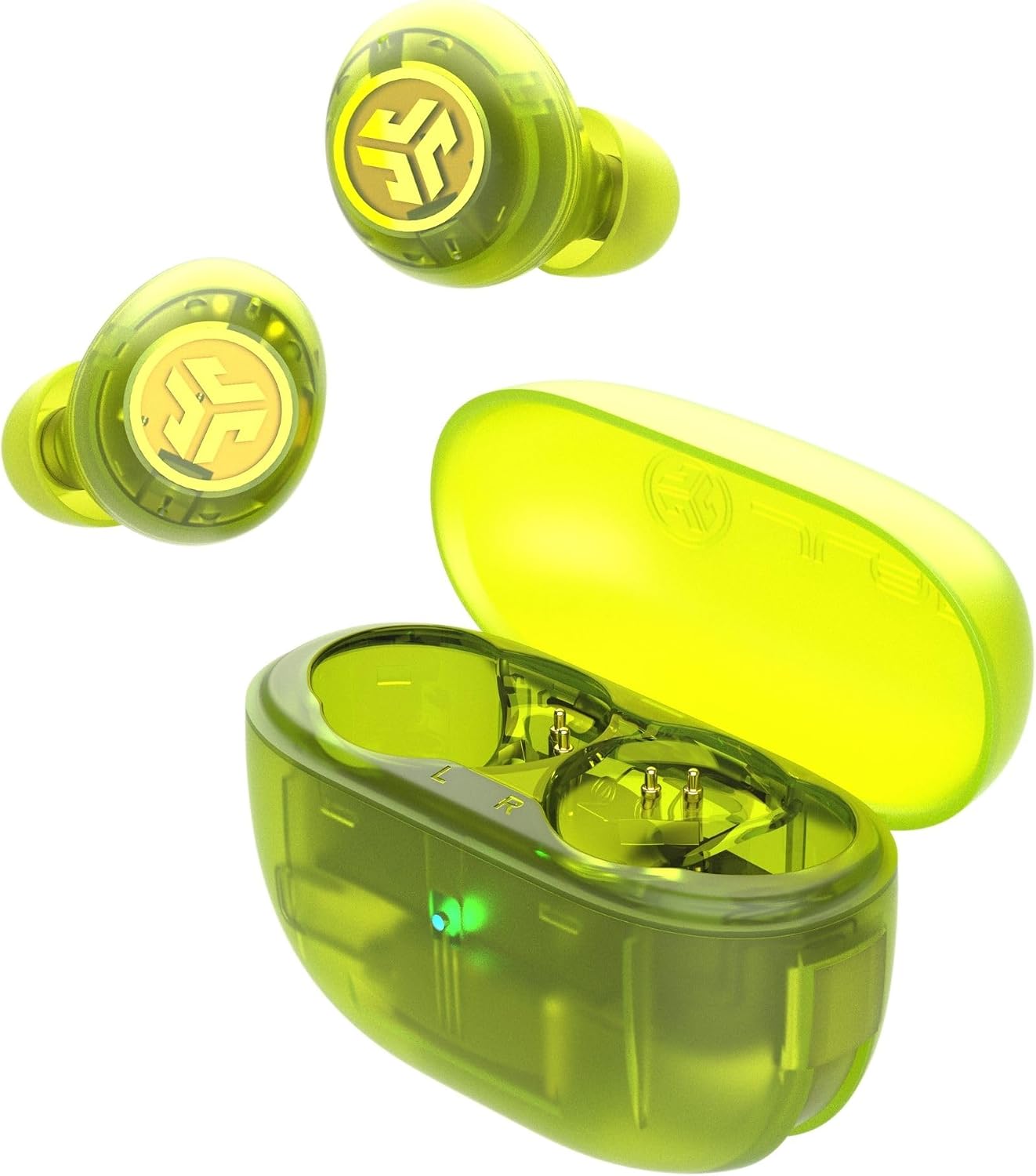 Detalle de JLab Go Pop ANC Écouteurs Bluetooth : réduction de bruit, 24 h d’autonomie et design néon transparent