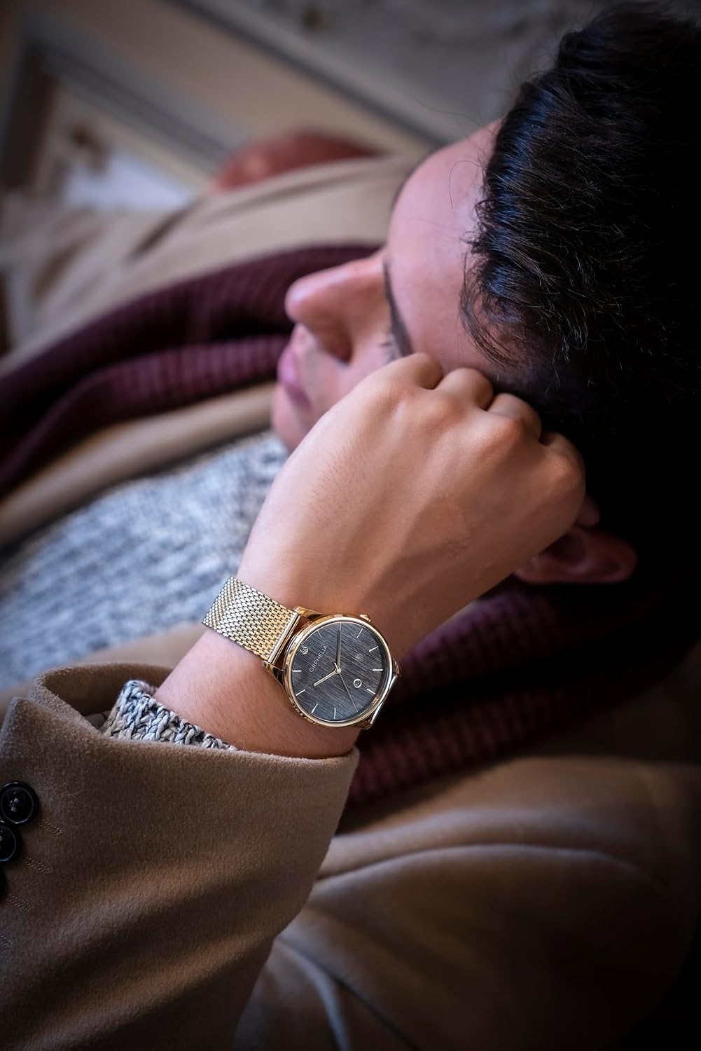 Detalle de Orphelia Portobello Homme: montre analogique quartz, boîtier doré et bracelet acier