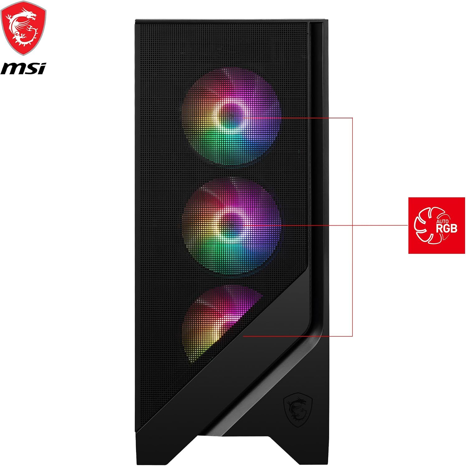 Detalle 2 de MSI MAG Forge 120A Airflow — boîtier PC moyen tour ATX, Micro-ATX et Mini-ITX avec façade mesh et 6 ventilateurs auto-RGB