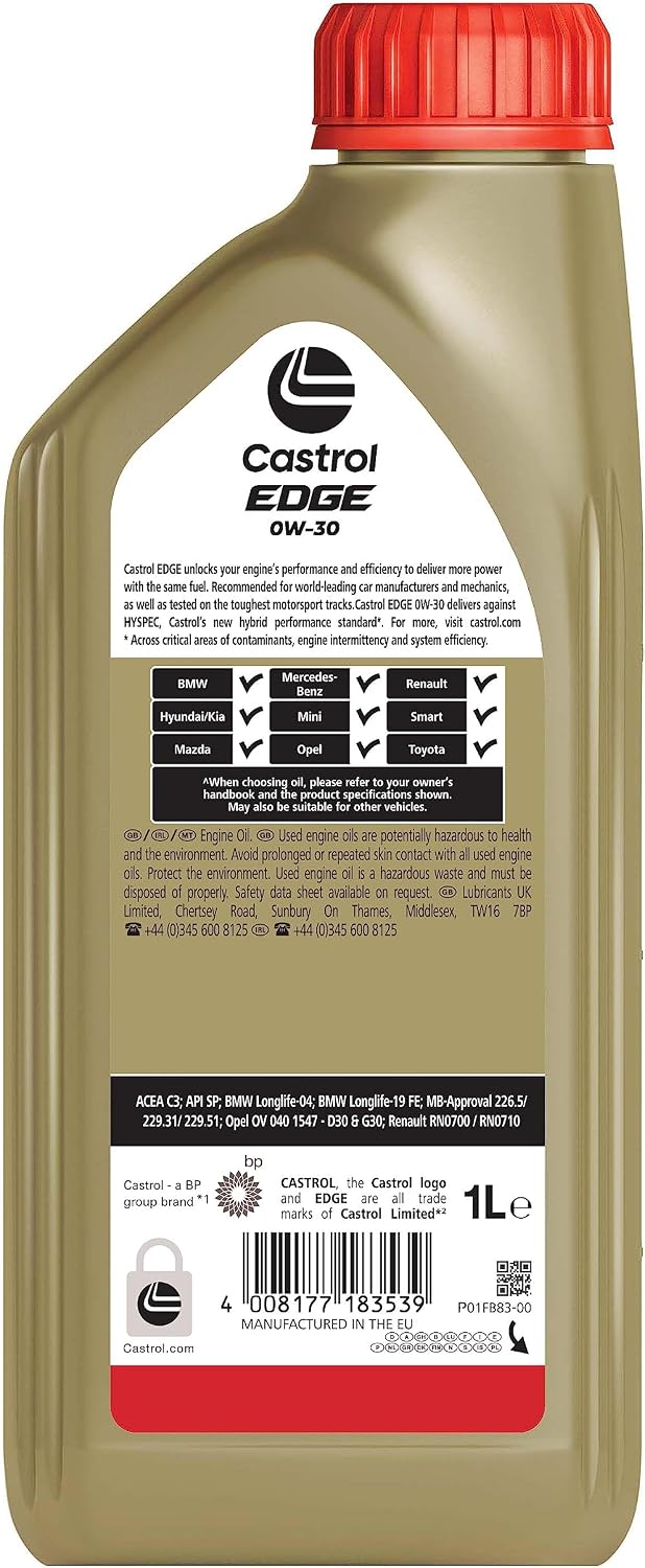 Detalle 2 de Castrol EDGE 0W-30, 1L : protection avancée pour moteurs modernes