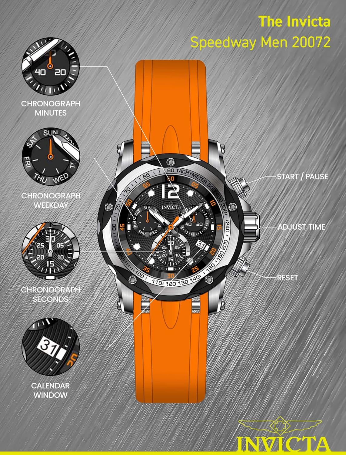 Detalle 2 de Invicta Speedway 51mm Quartz acier
