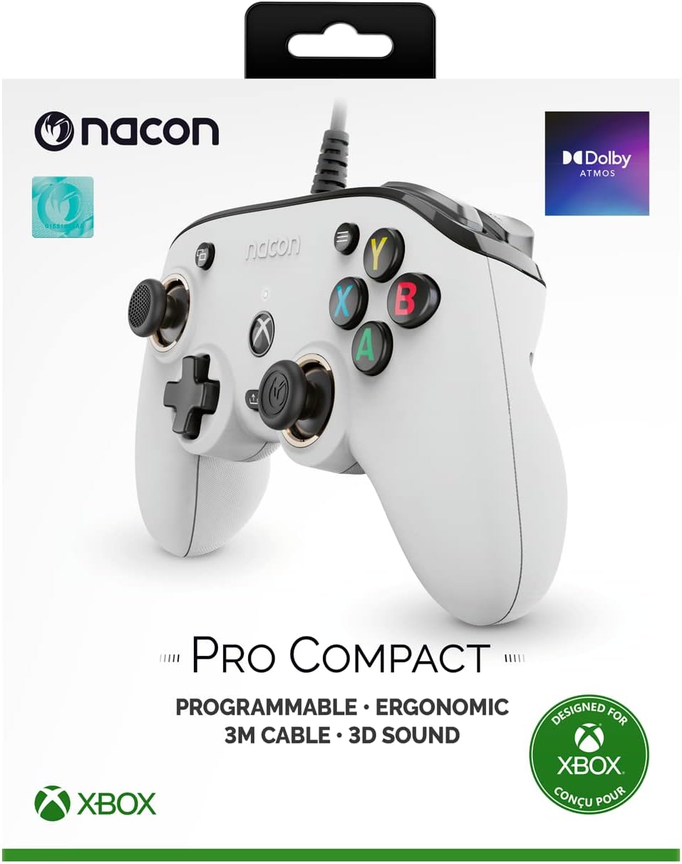 Detalle de Nacon Pro Compact Controller blanc USB pour Xbox One, Xbox Series X|S et PC (Windows 10)