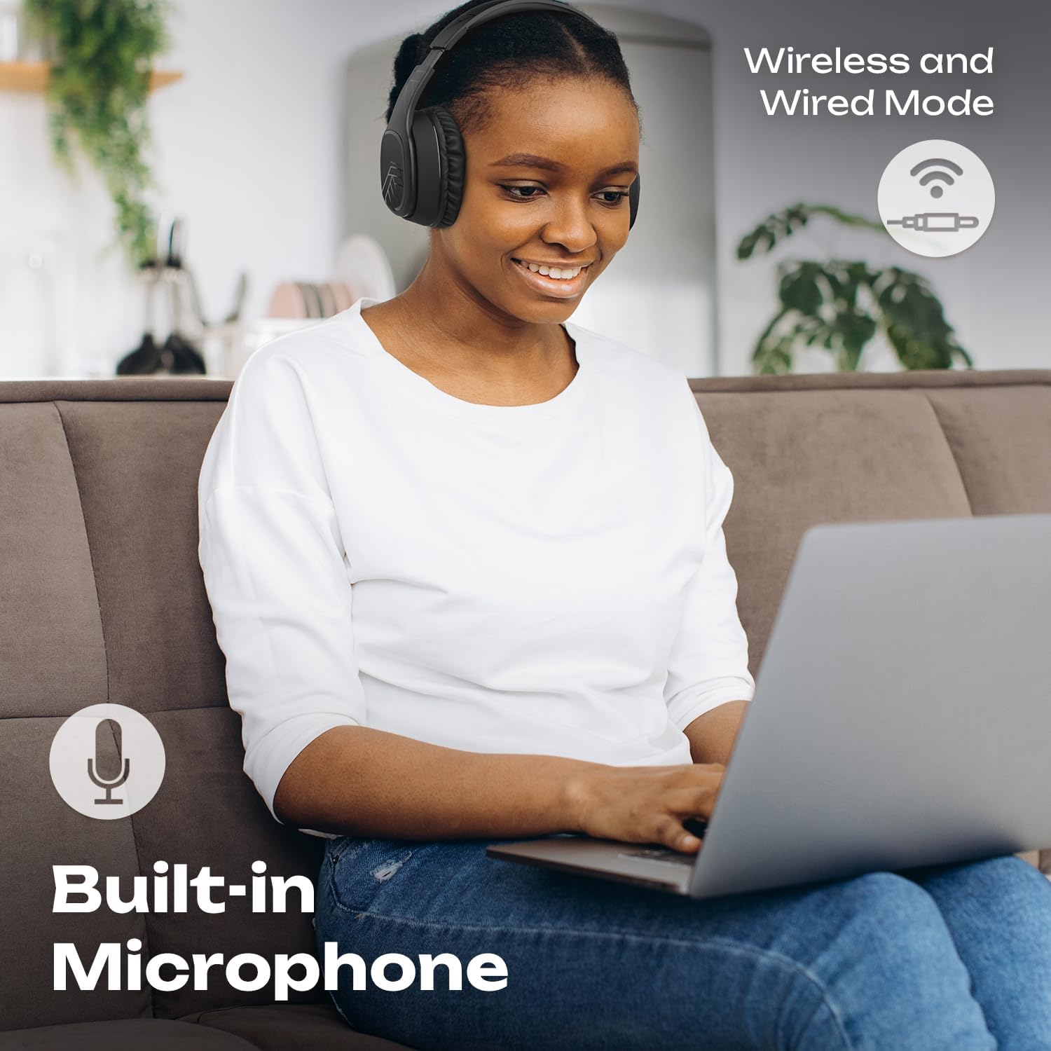 Thumbnail 6 de PowerLocus Casque Bluetooth sans Fil – 60 Heures d’autonomie, micro, pliable et confort sur l’oreille