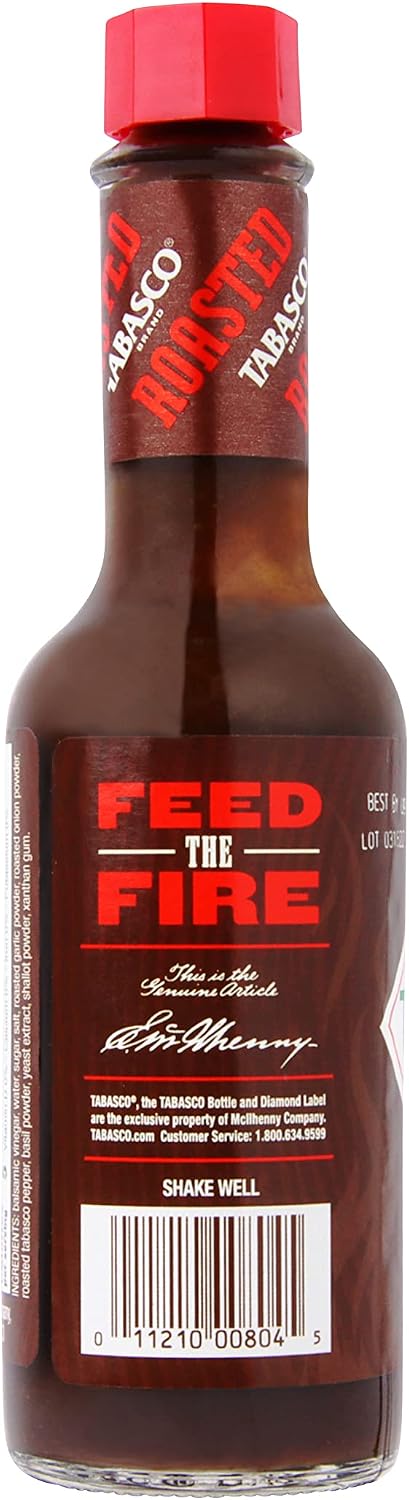 Detalle de Tabasco Édition limitée Roasted Pepper Sauce (piments rôtis) – sauce BBQ à l’ail, oignons, basilic et vinaigre balsamique