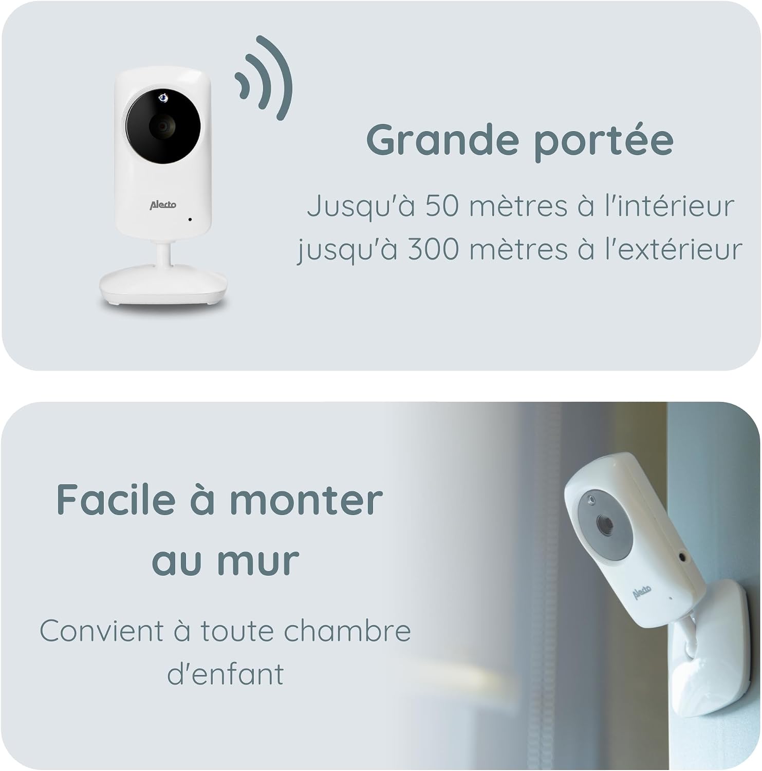 Detalle de Alecto bébé DVM64 écoute-bébé avec caméra fixe, VOX, vision nocturne et écran 11 cm