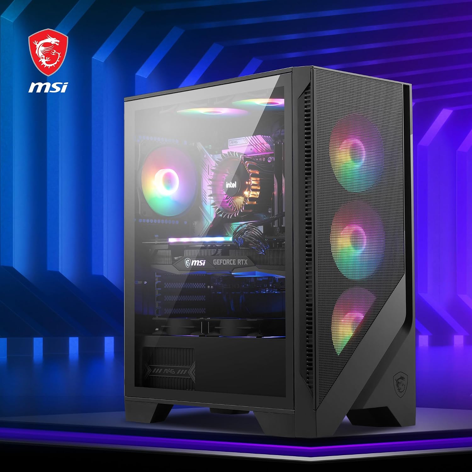 Thumbnail 6 de MSI MAG Forge 120A Airflow — boîtier PC moyen tour ATX, Micro-ATX et Mini-ITX avec façade mesh et 6 ventilateurs auto-RGB