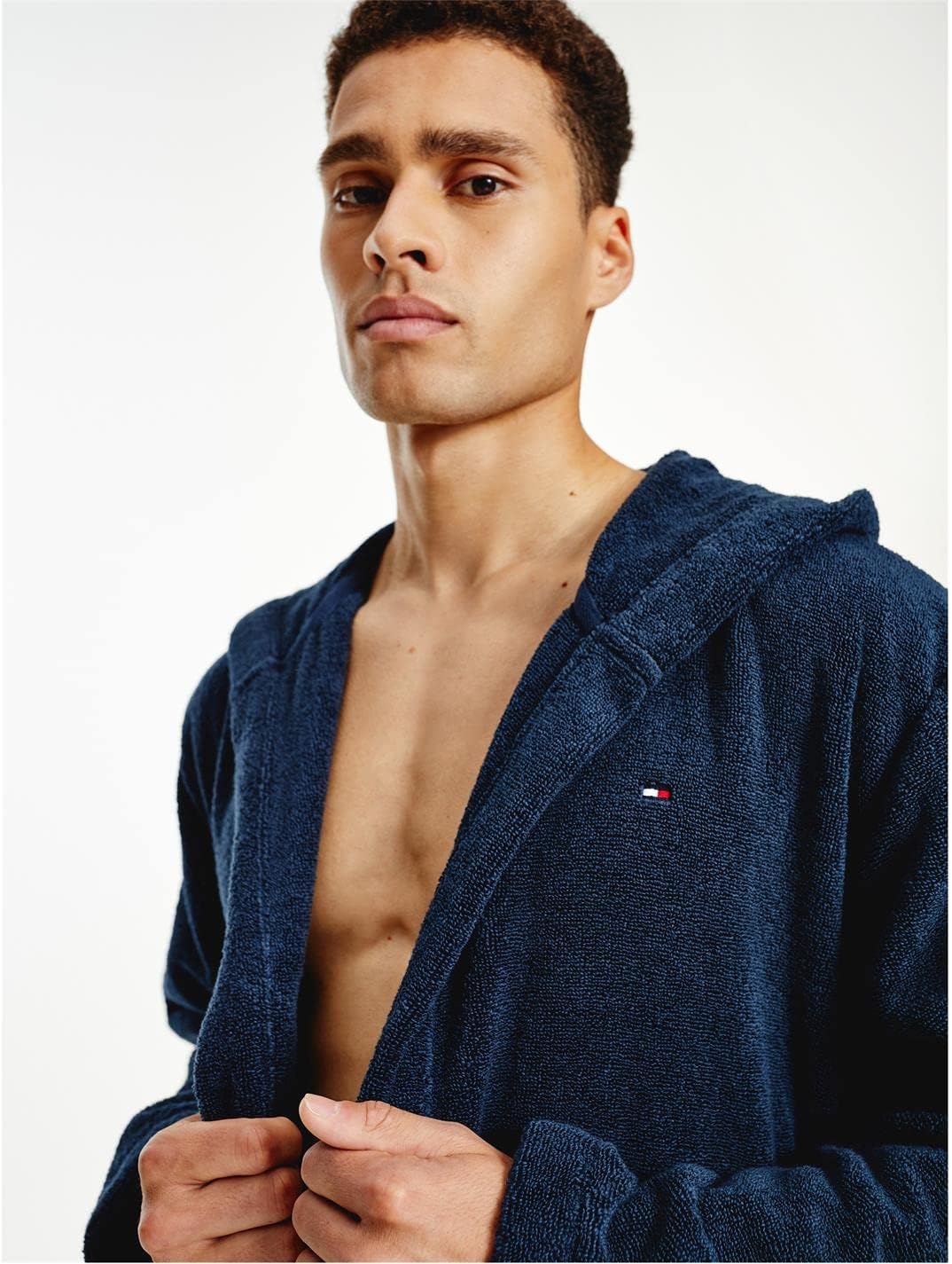 Detalle de Tommy Hilfiger Peignoir de Bain Homme Col Tissu Éponge — douceur et élégance intemporelle