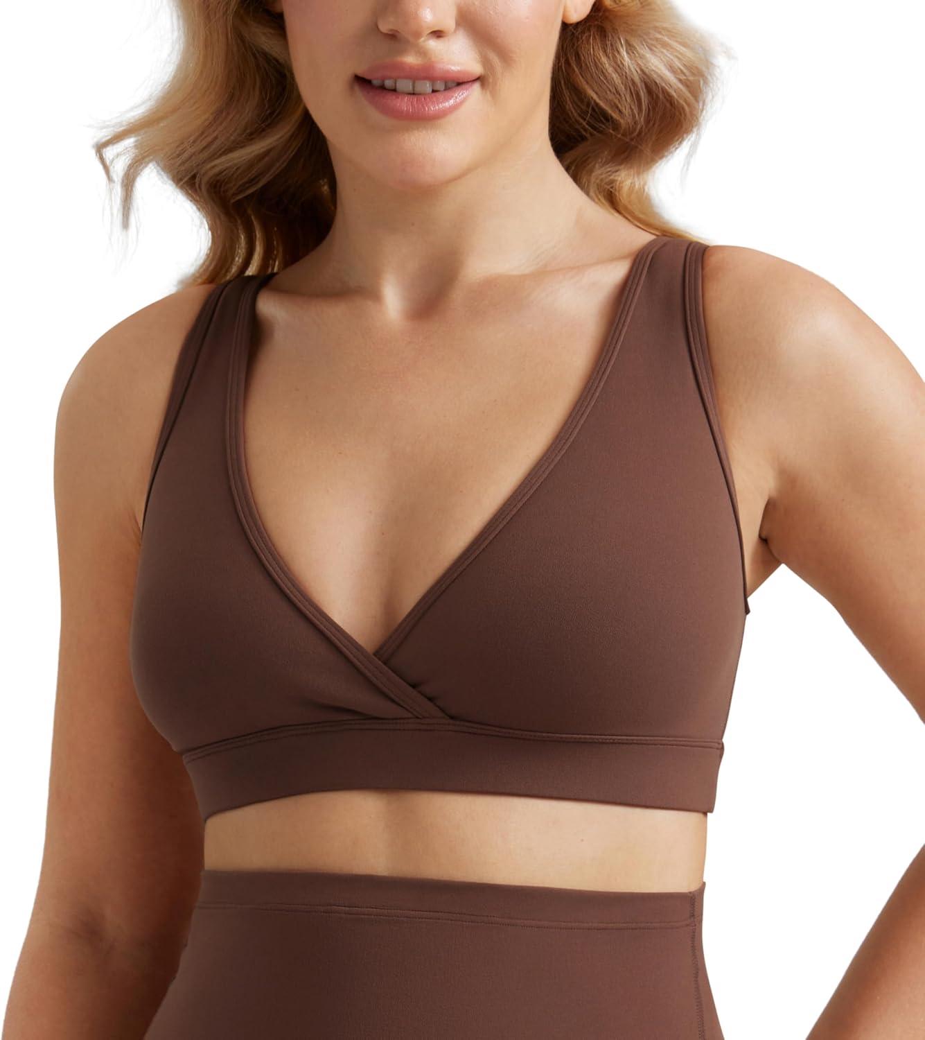 Detalle de CRZ YOGA Butterluxe Maternité Crossover sans fil pour femmes 🛋