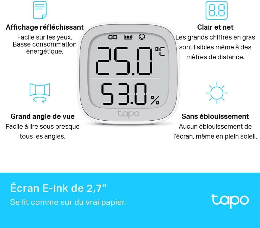 Detalle de Tapo Moniteur de température et d'humidité T315 avec écran E-Ink 2,7'' – verdict d'achat