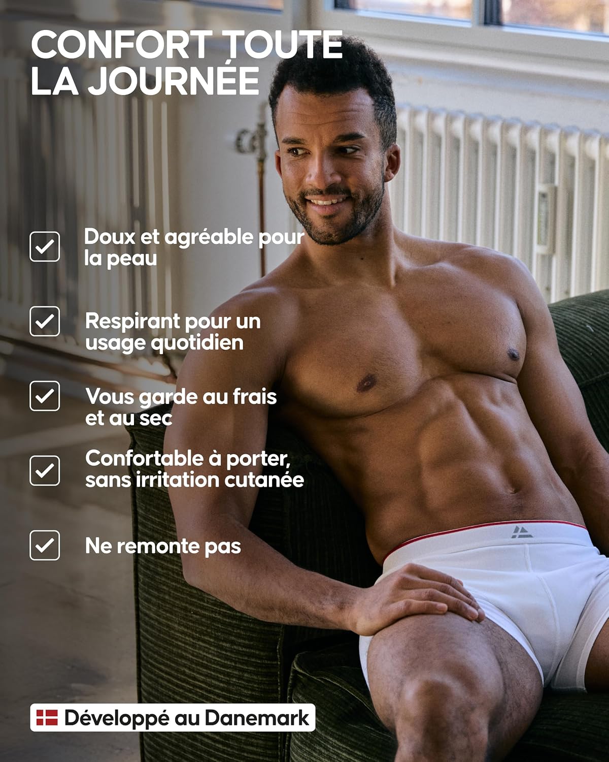 Detalle 2 de DANISH ENDURANCE Boxer en bambou pour hommes – lot de 3, avec ou sans braguette