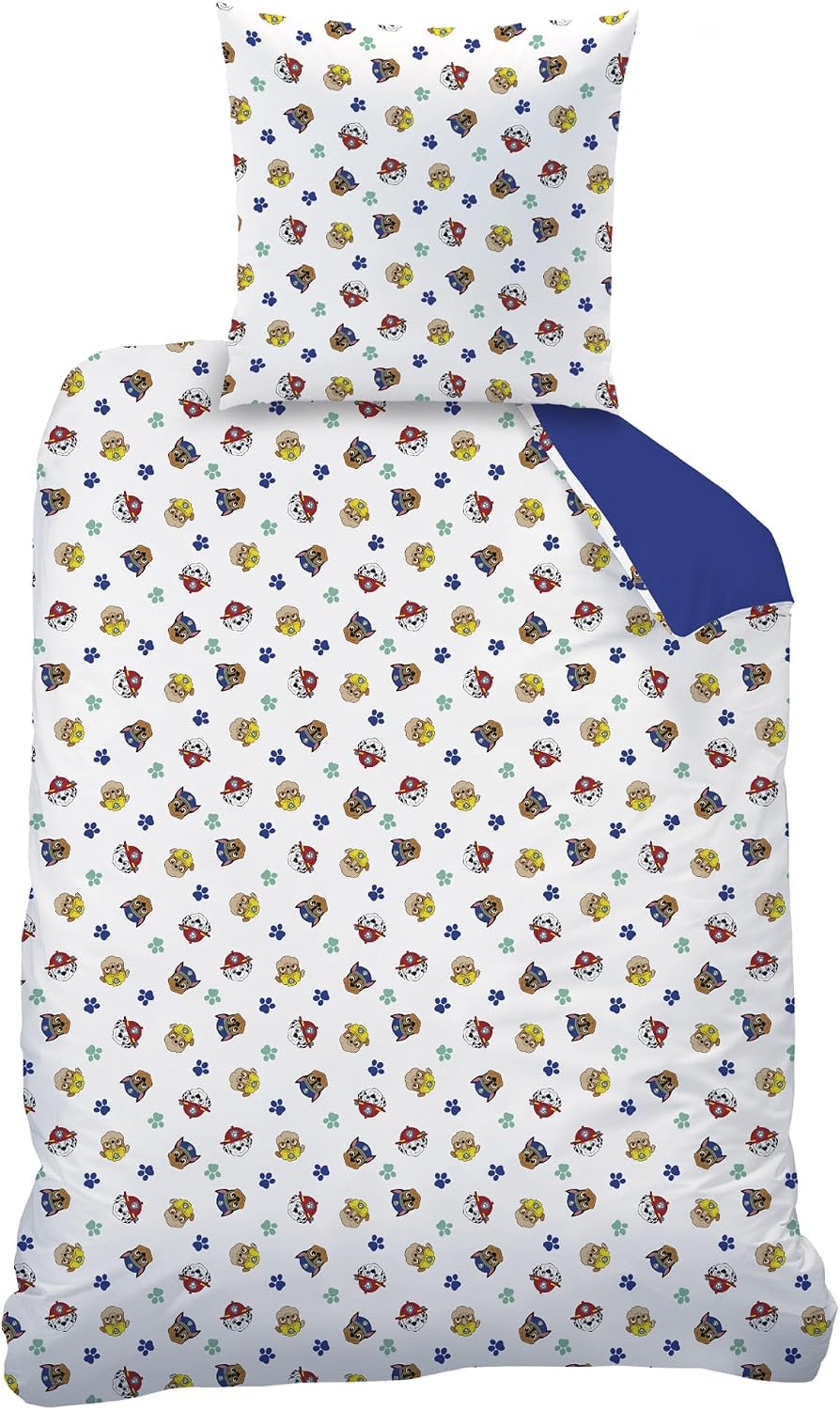 Detalle de PAT PATROUILLE Parure de lit Enfant – Housse 140x200 cm & Taie 63x63 cm, 100% coton, OEKO-TEX, bleu garçon – OMYDREAM