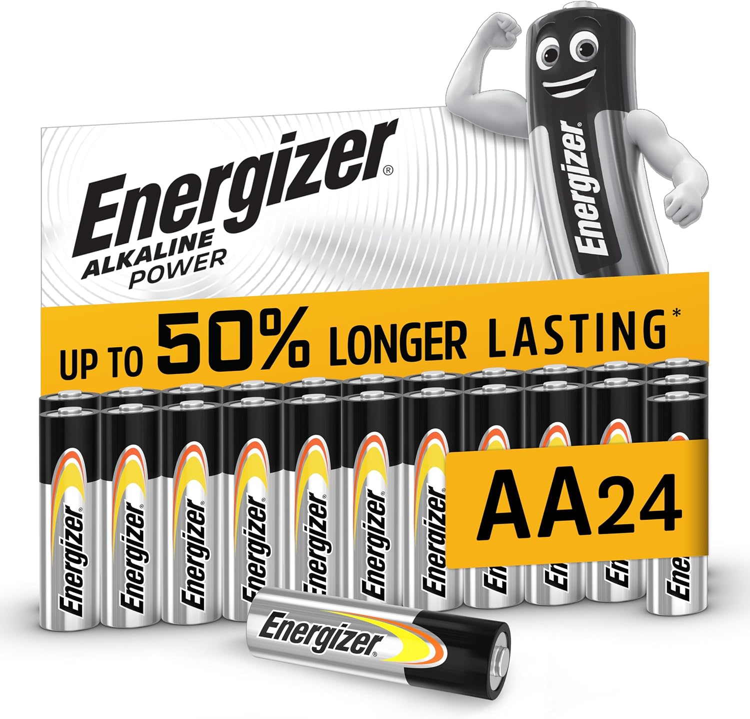 Detalle de Energizer Alkaline Power AA (Lot de 24) – Piles alcalines 1,5V, longue durée et emballage recyclable
