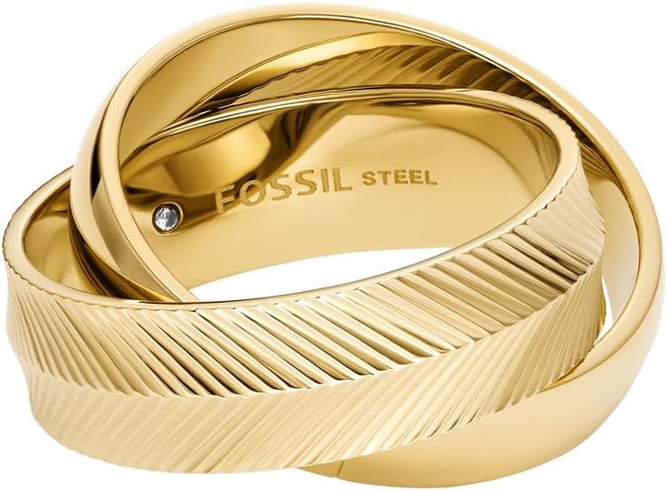 Detalle de Fossil Jewelry — Acier inoxydable doré, fini poli, tailles 9, 12, 14, 17 et 20