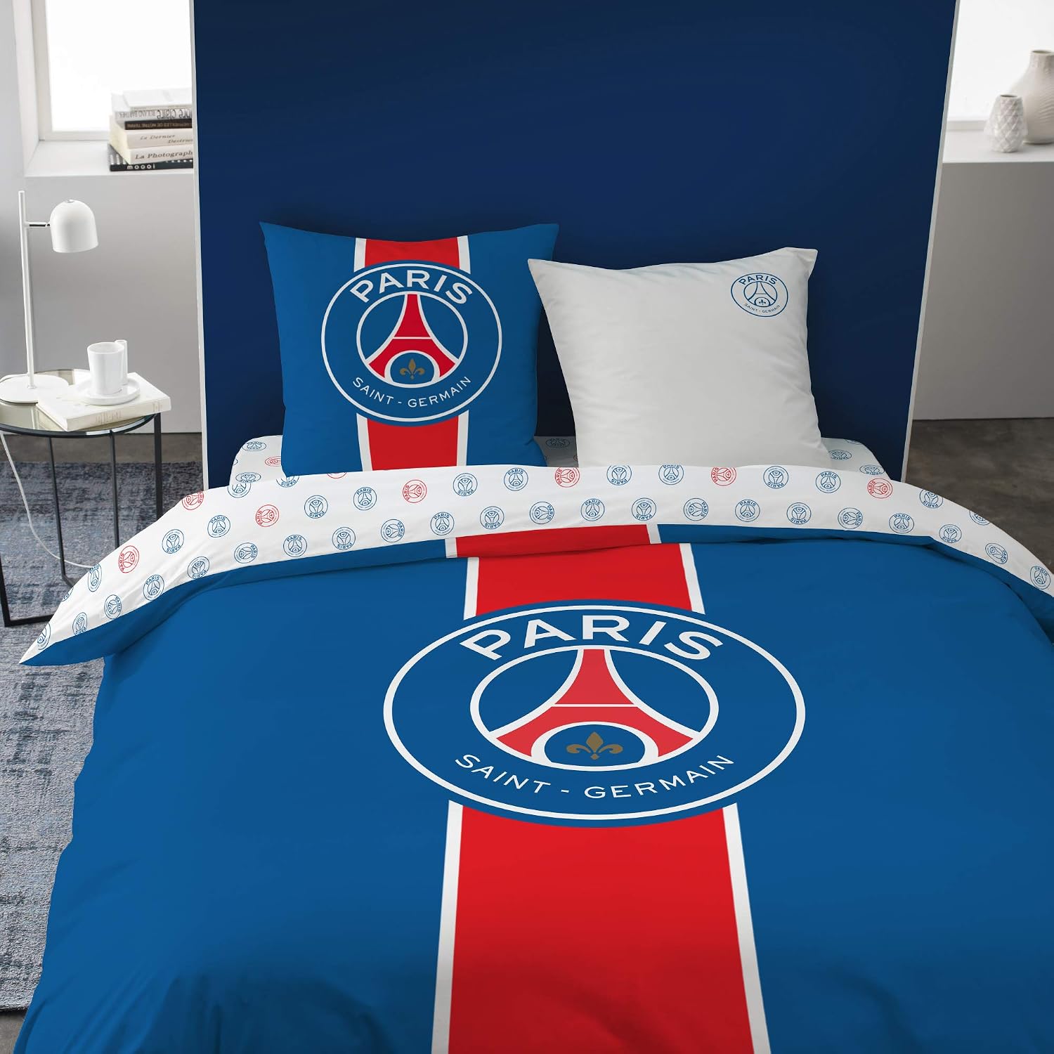 Detalle de CTI PSG Classic parure de lit enfant 100% coton imprimé Garçon (housse 140x200 + taie 63x63)