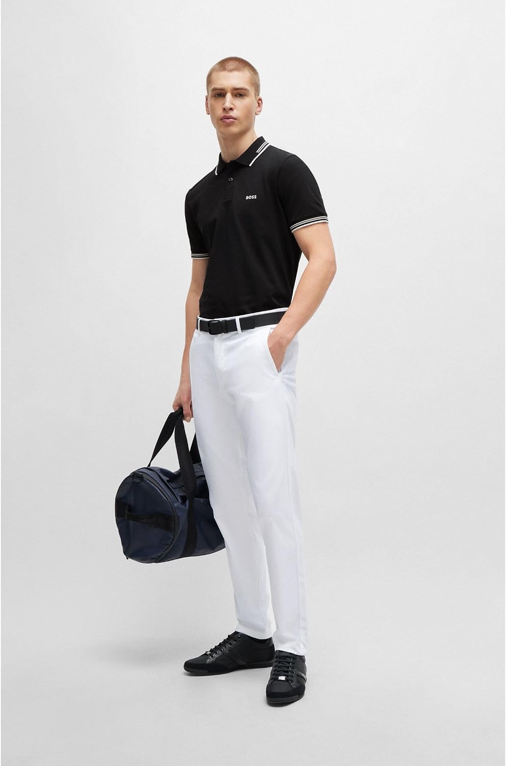 Detalle de BOSS Saturn Lowp Baskets en Cuir avec Doublure Anti-odeurs – Homme