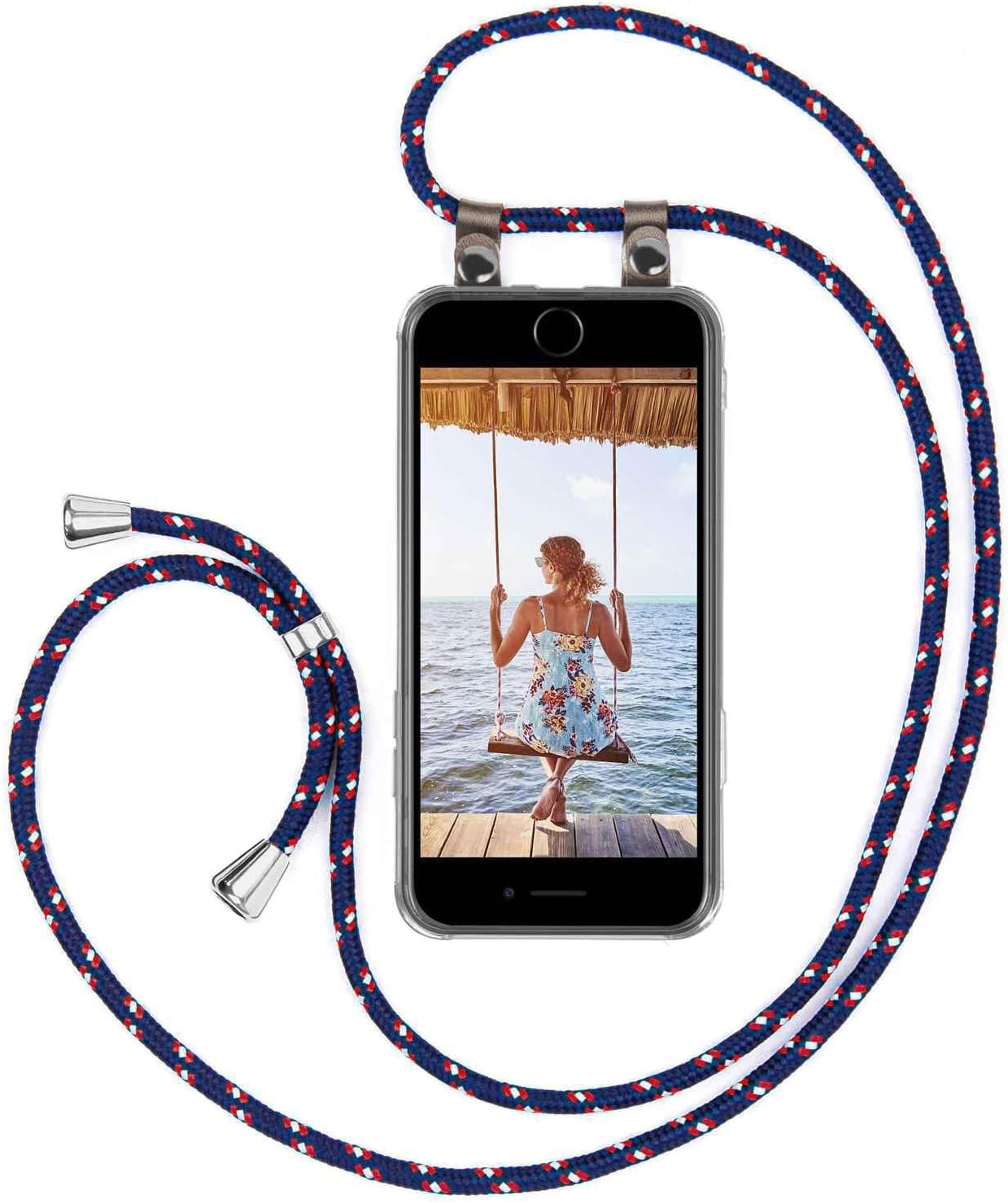 Detalle de moex Chaîne de téléphone Portable compatible iPhone SE (2020) – Coque avec Sangle réglable en Bleu