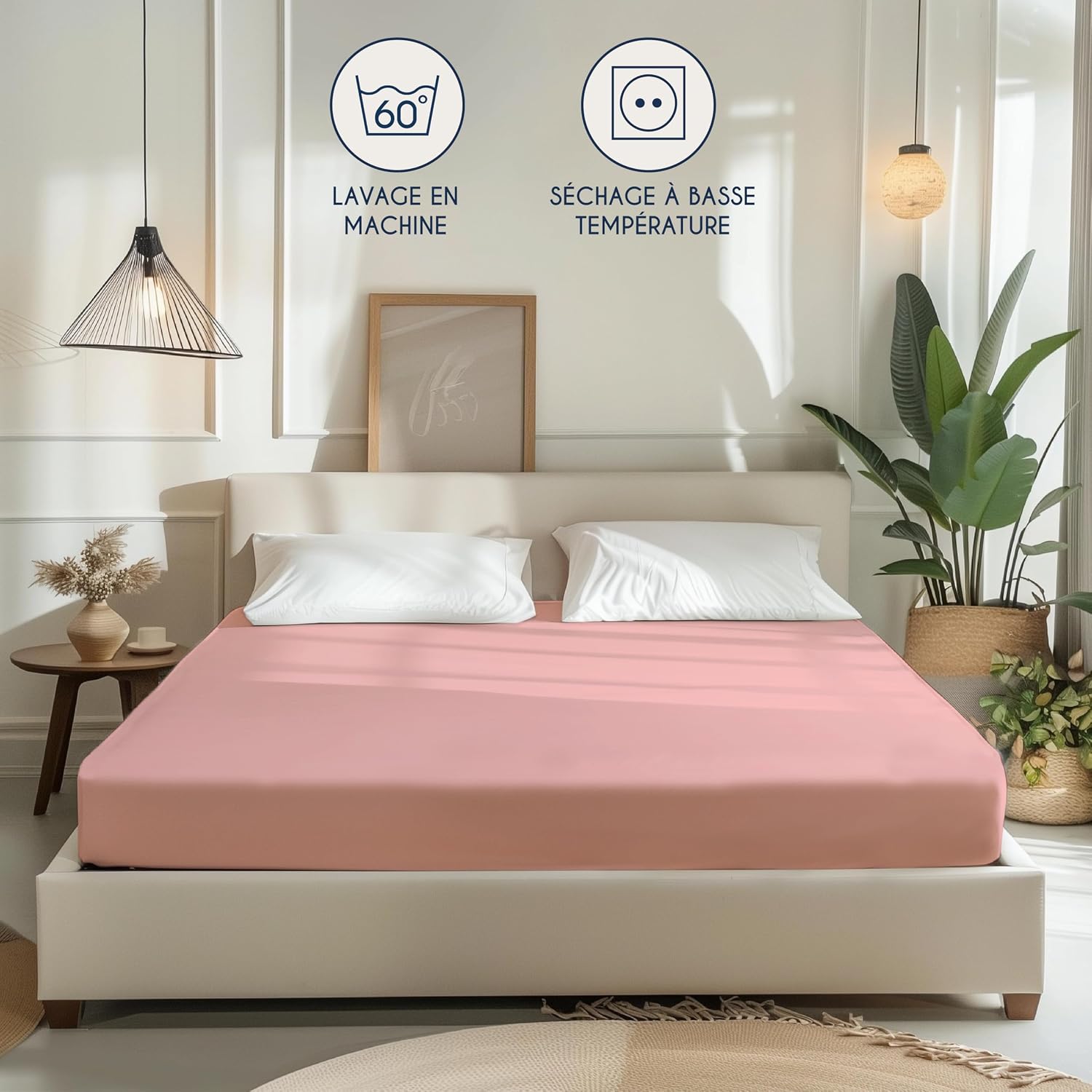Detalle de Dreamzie Drap Housse 90x190/200 – Jersey coton 100% certifié Oeko-Tex – Rose